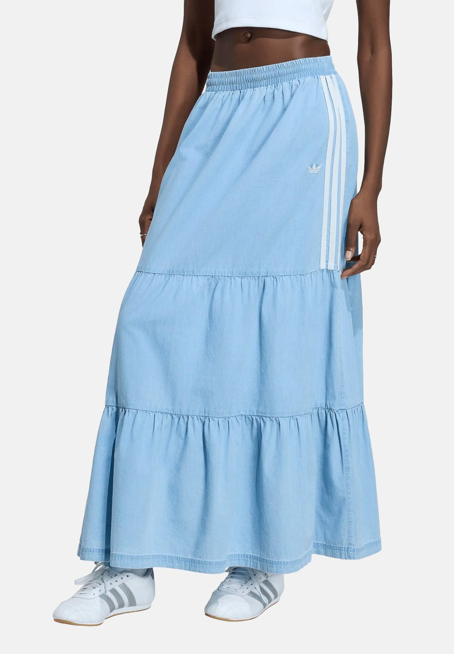 ADIDAS ORIGINALS Gonna lunga SUMMER GLOW in denim chiaro da donna KY8113 . ADIDAS ORIGINALS