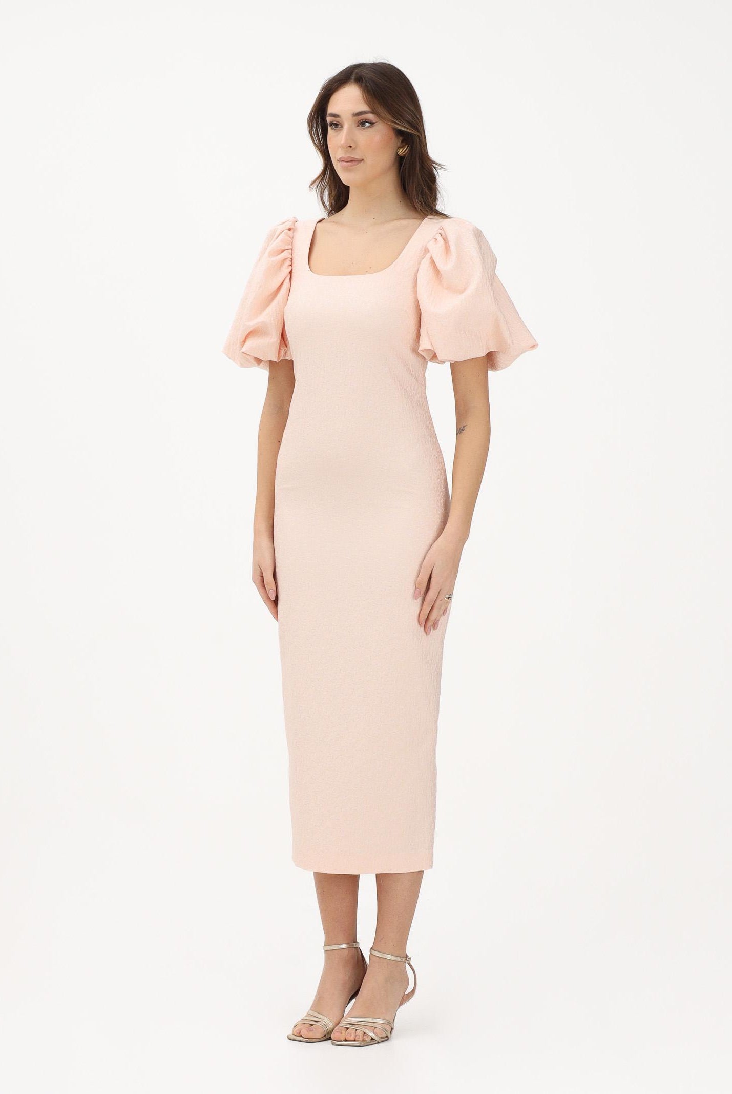 MAX MARA Abito midi rosa da donna in cloqué jacquard 2616221034600 001 MAX MARA