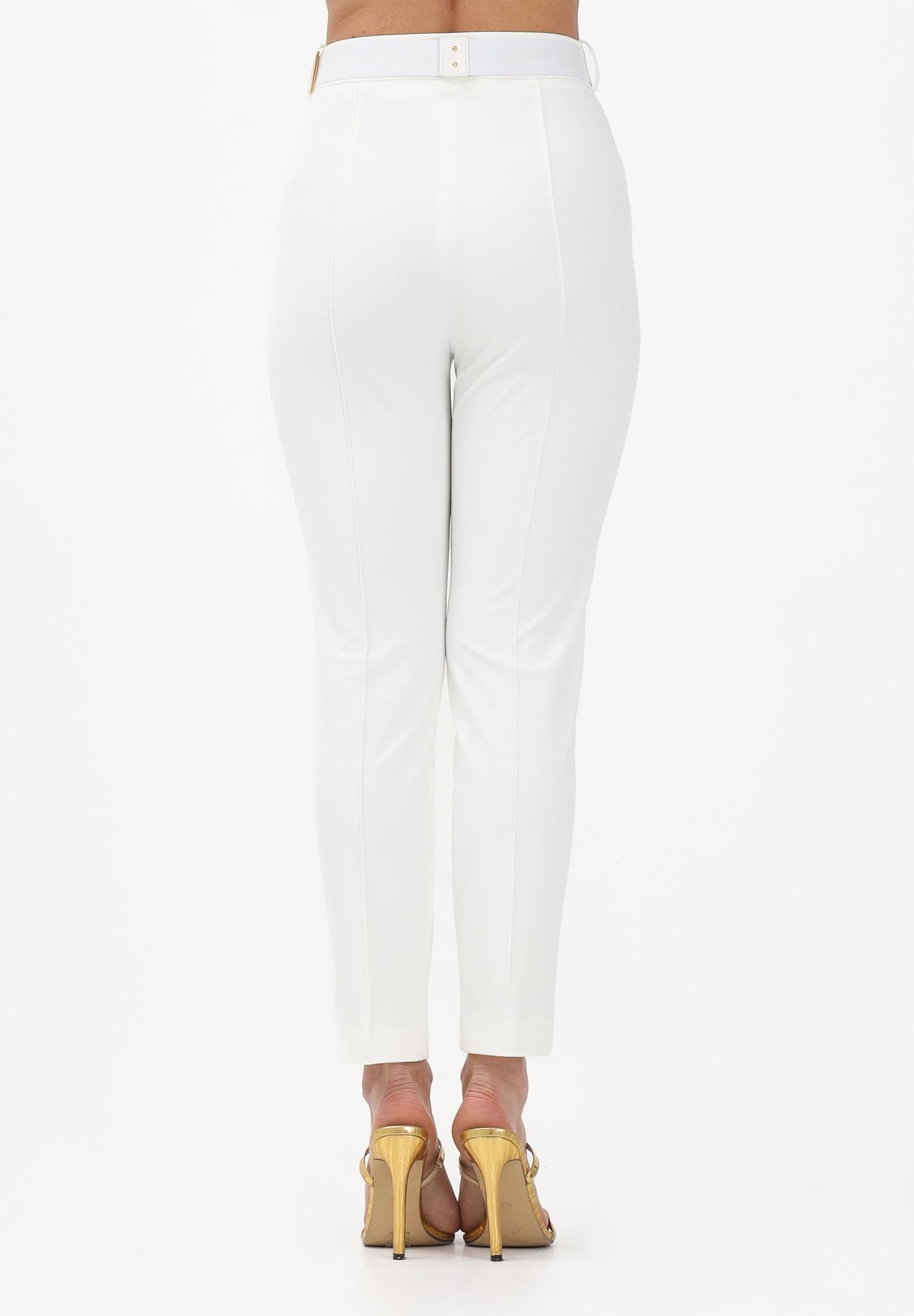 ELISABETTA FRANCHI Pantalone elegante bianco da donna con cintura PA13261E2 360 ELISABETTA FRANCHI