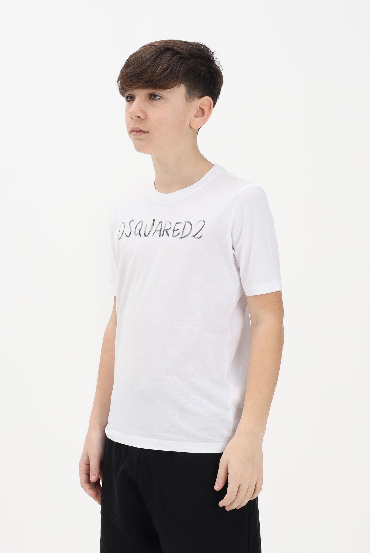 DSQUARED2 T-shirt a manica corta bianca per donna, ragazzi e bambini con logo DQ3158D0AGP DQ100 DSQUARED2