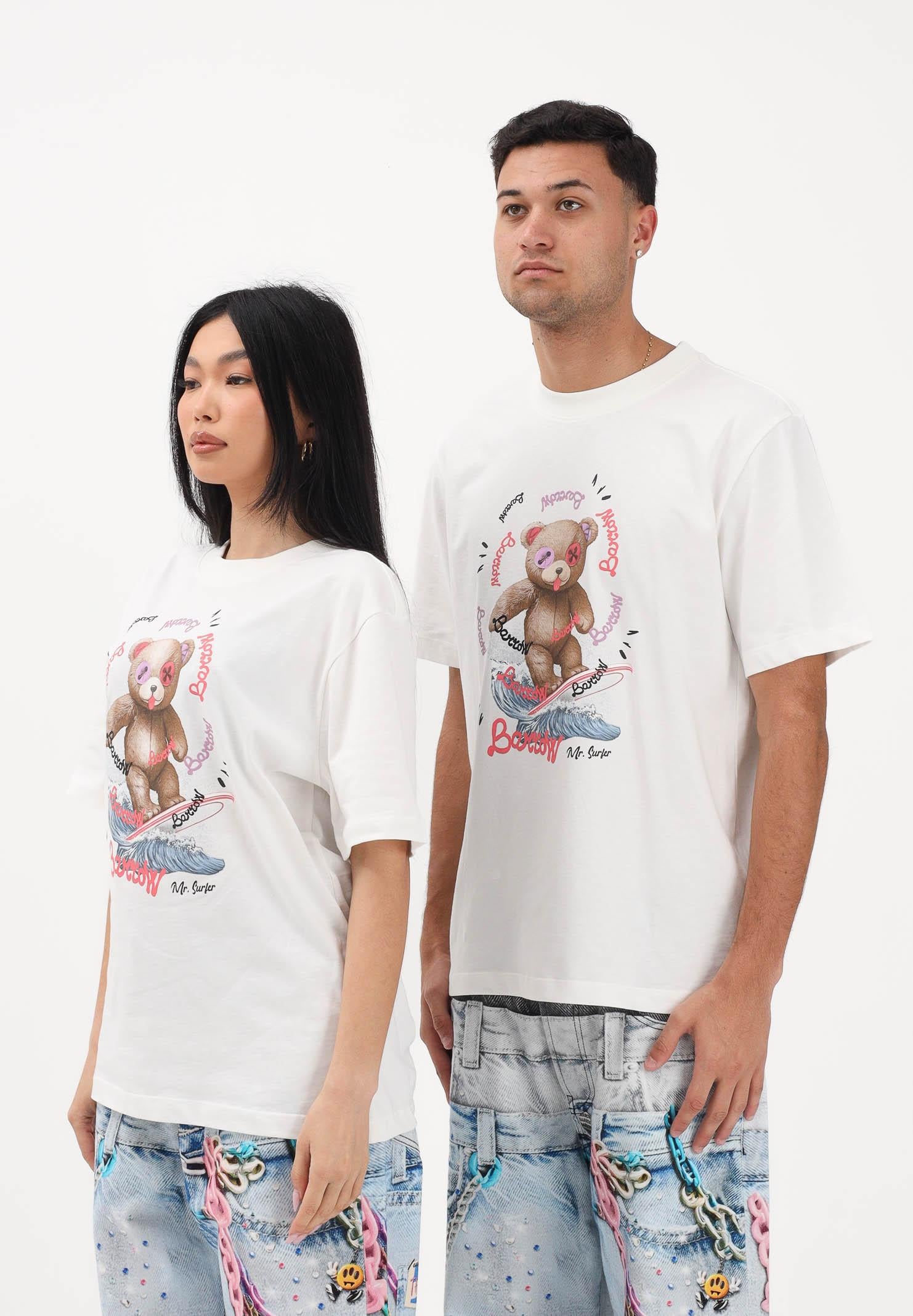 BARROW T-shirt a manica corta bianca per uomo e donna con stampa S6BWUATH078 412 BARROW