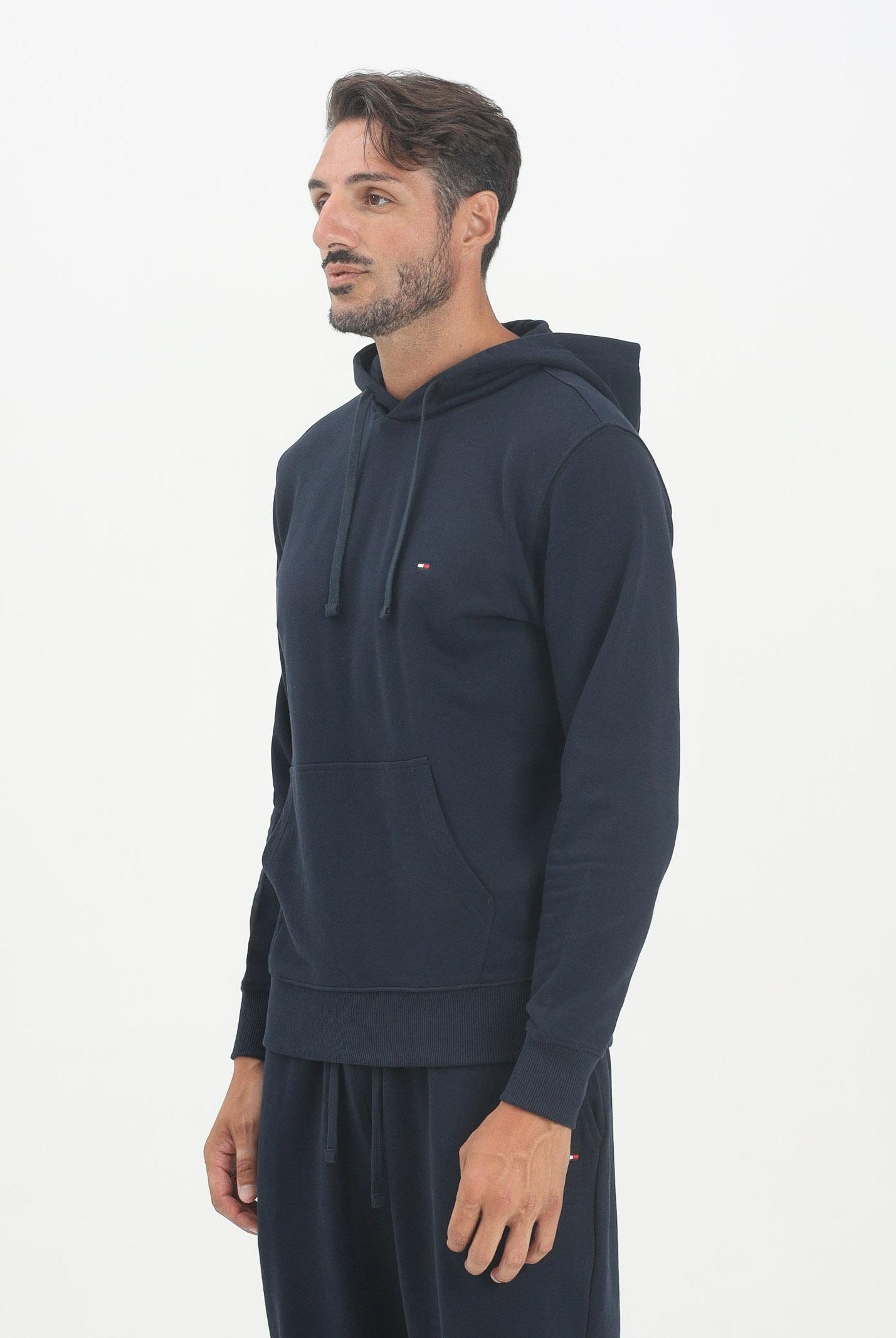 Felpa con cappuccio blu da uomo rifinita da logo MW0MW37235 DW5 TOMMY HILFIGER