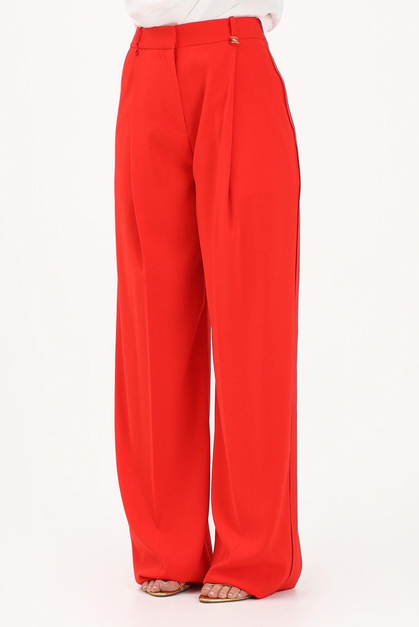 ELISABETTA FRANCHI Pantalone elegante rosso da donna con logo charm PA16761E2 H85 ELISABETTA FRANCHI