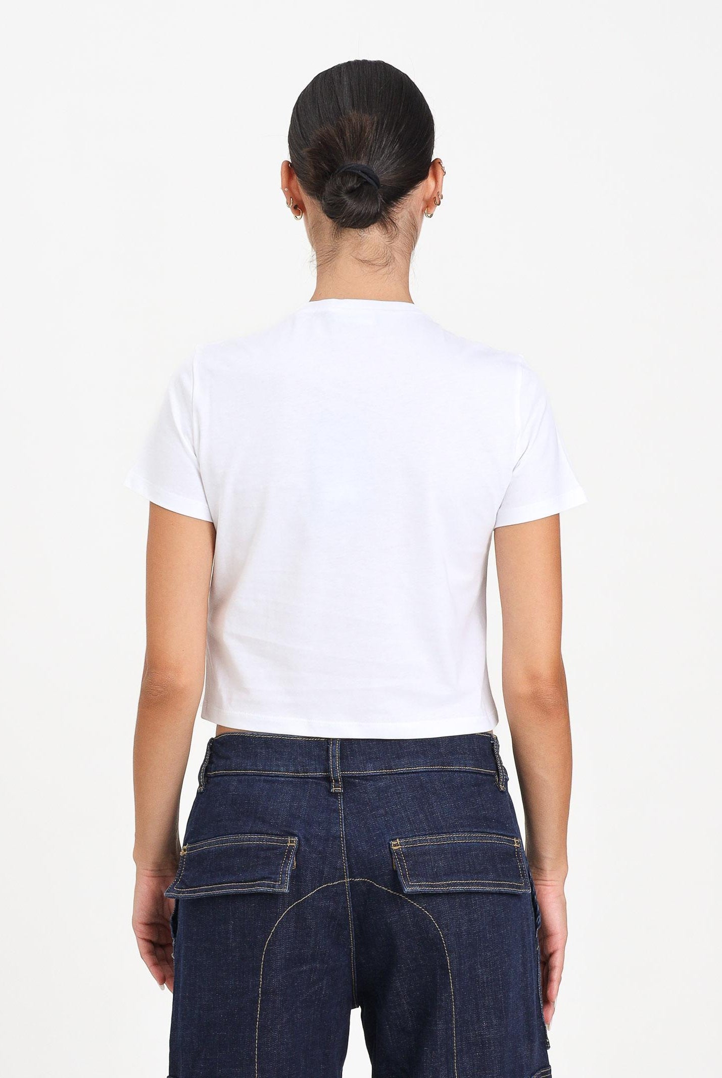 DSQUARED2 T-shirt a manica corta bianca per donna e ragazze con taschino DQ3137D00XM DQ100 DSQUARED2