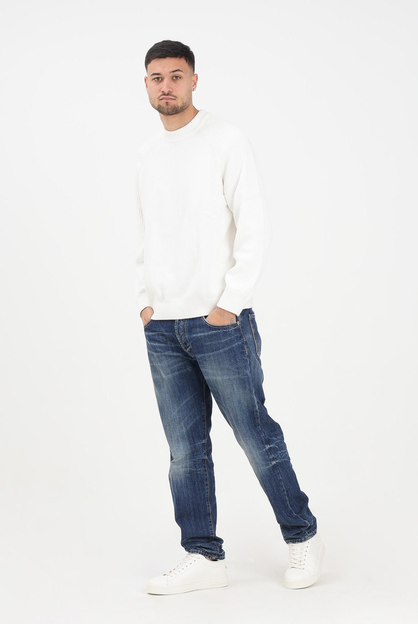 YES LONDON Jeans in denim blu con lavaggio medio-scuro da uomo XJ3216BOSTON CA YES LONDON