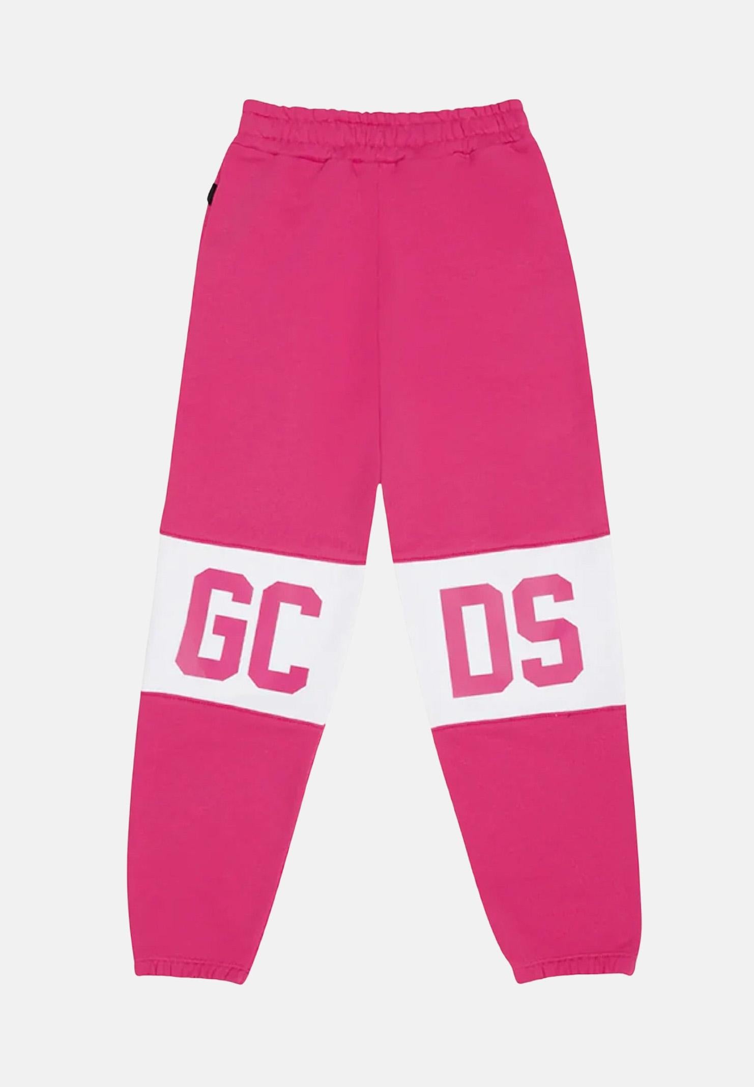GCDS pantalone rosa da bambina in cotone con vita elasticizzata B2KU3017BA2 59 GCDS