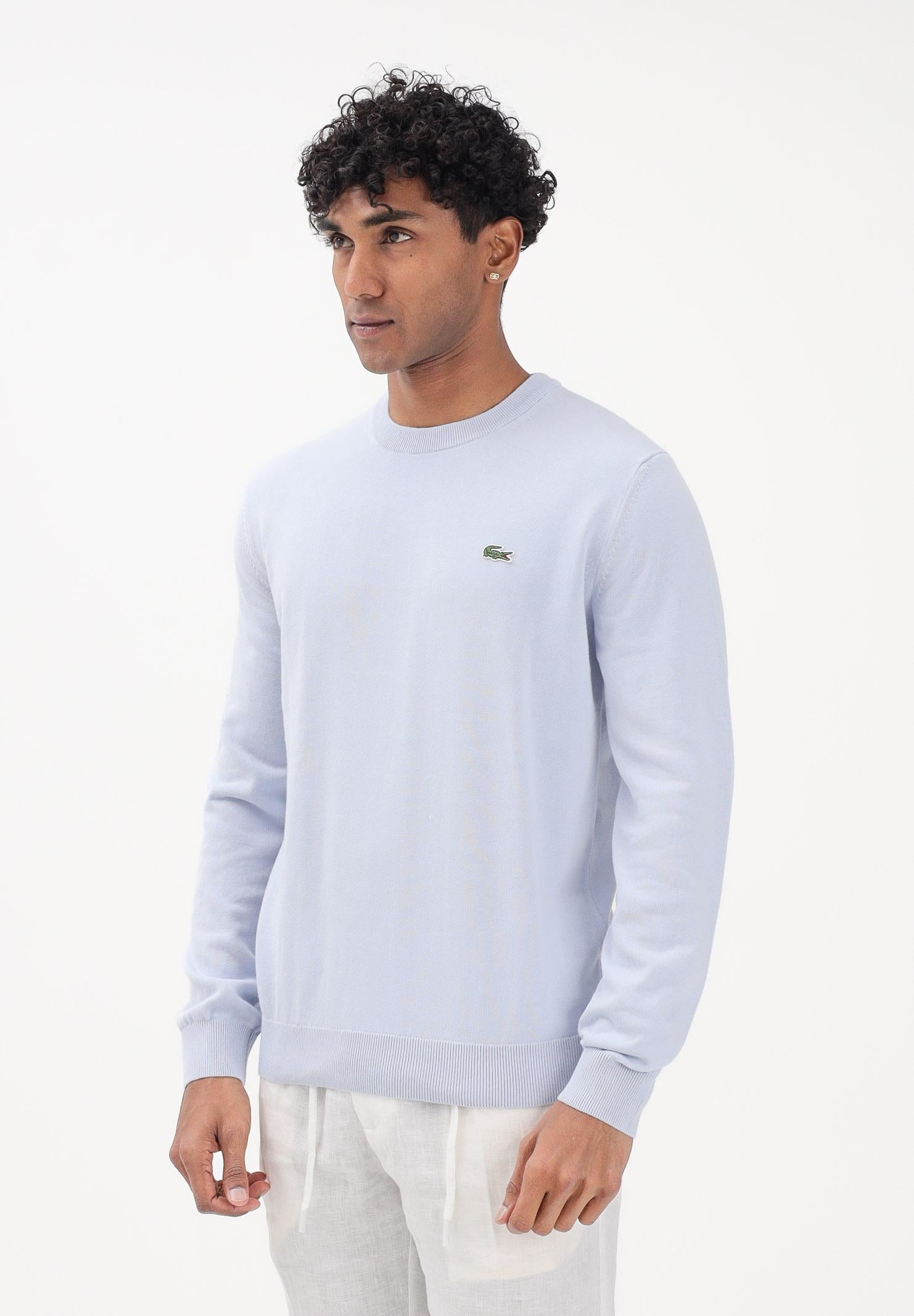 LACOSTE Maglioncino girocollo azzurro polvere da uomo AH1985 J2G LACOSTE
