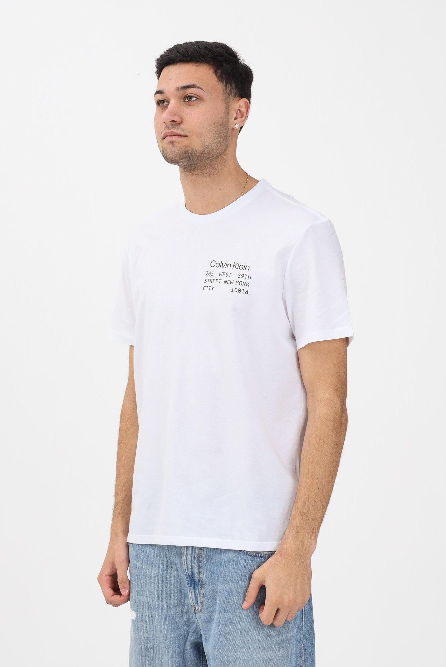 CALVIN KLEIN JEASN T-shirt a manica corta bianca da uomo con stampa sul retro LV14RE830GYAA . CALVIN KLEIN JEANS