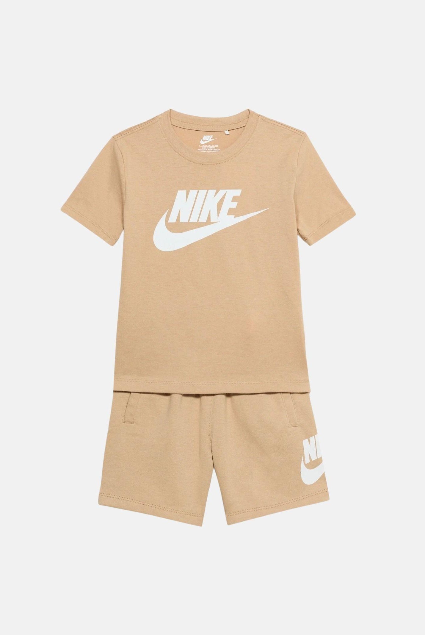 NIKE Completino CLUB TEE beige per bambino e bambina con stampa logo 86L596 X0L NIKE