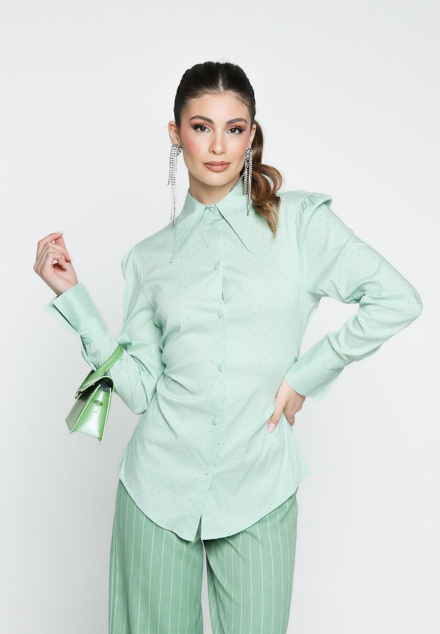 SANTAS Camicia a manica lunga CRèME BRULèE verde menta da donna PV2506 VERDE SANTAS