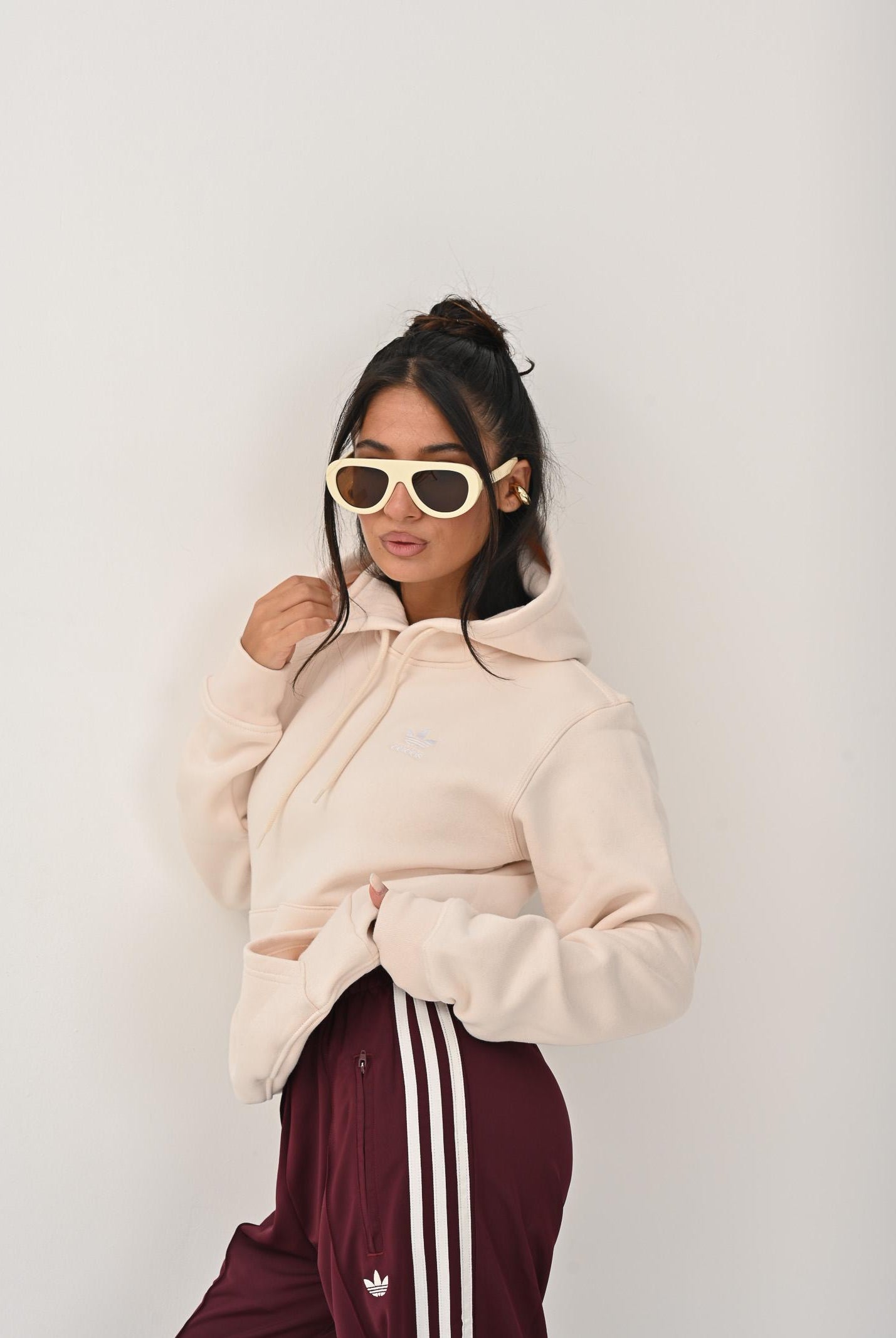 ADIDAS ORIGINALS Felpa con cappuccio Trefoil Essentials panna da uomo HZ3598 ADIDAS ORIGINALS