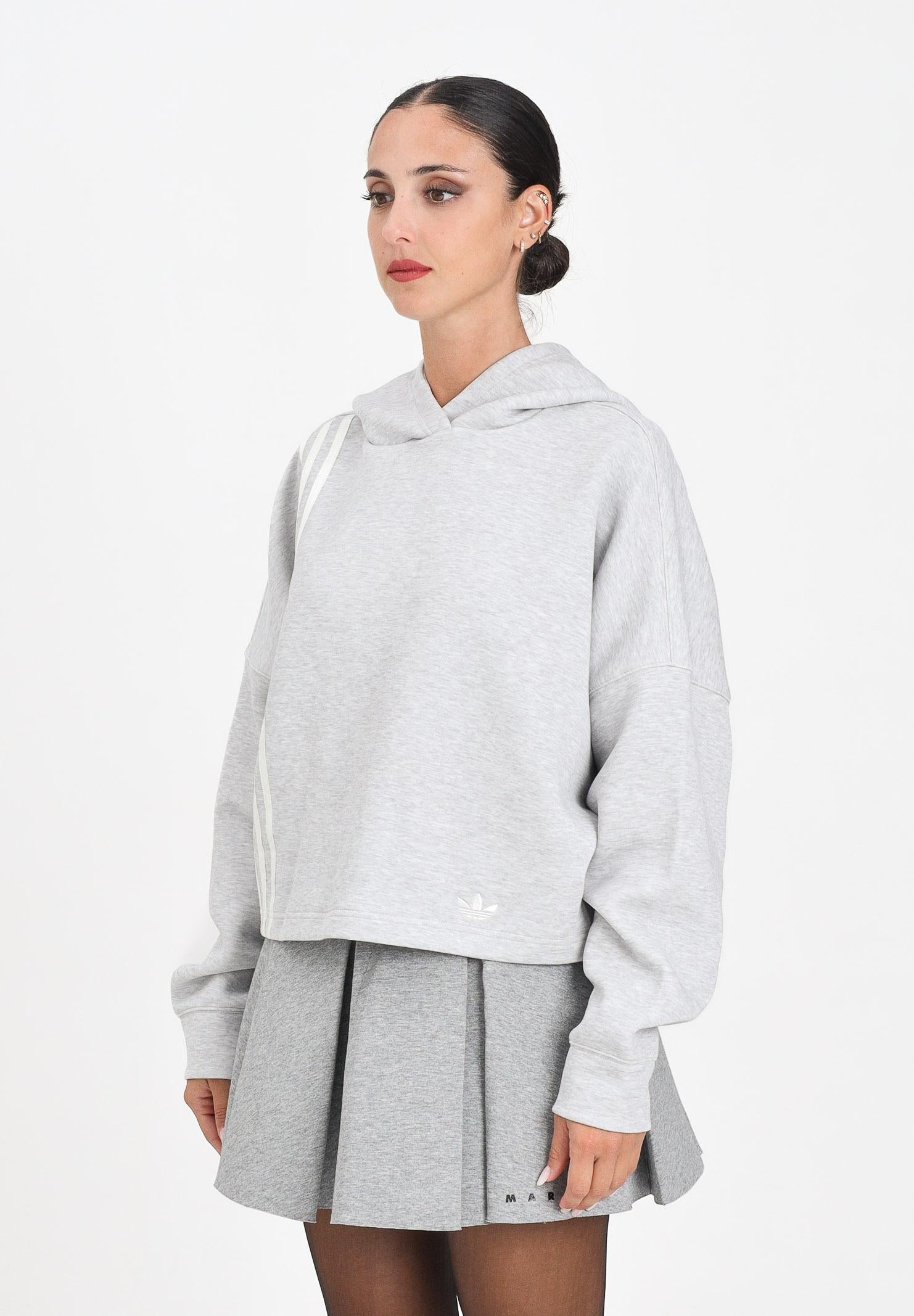 ADIDAS ORIGINALS Felpa con cappuccio 3 Stripes grigia da donna JW3596 ADIDAS ORIGINALS