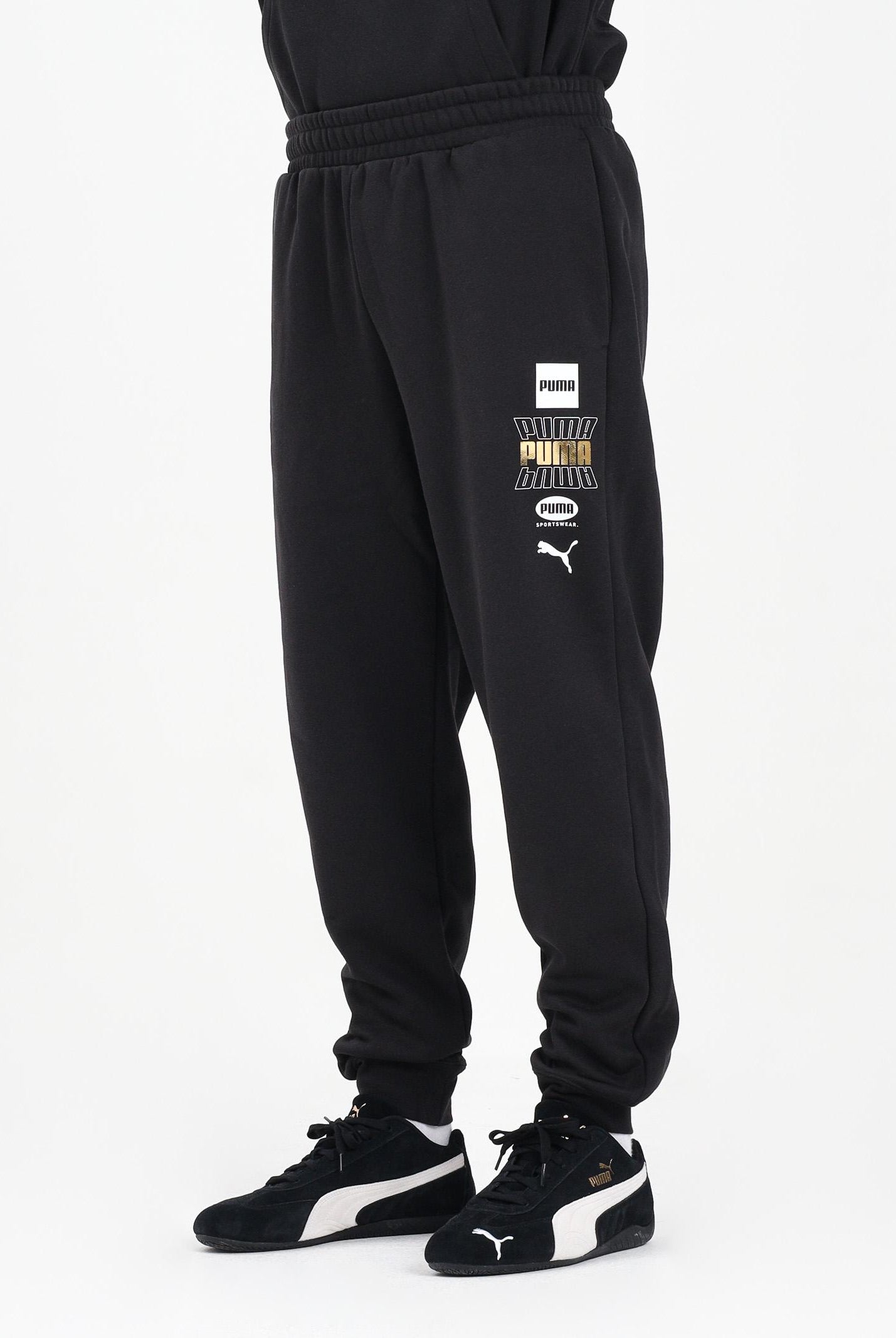 PUMA Pantalone sportivo nero da uomo con stampa logo 688192 01 PUMA