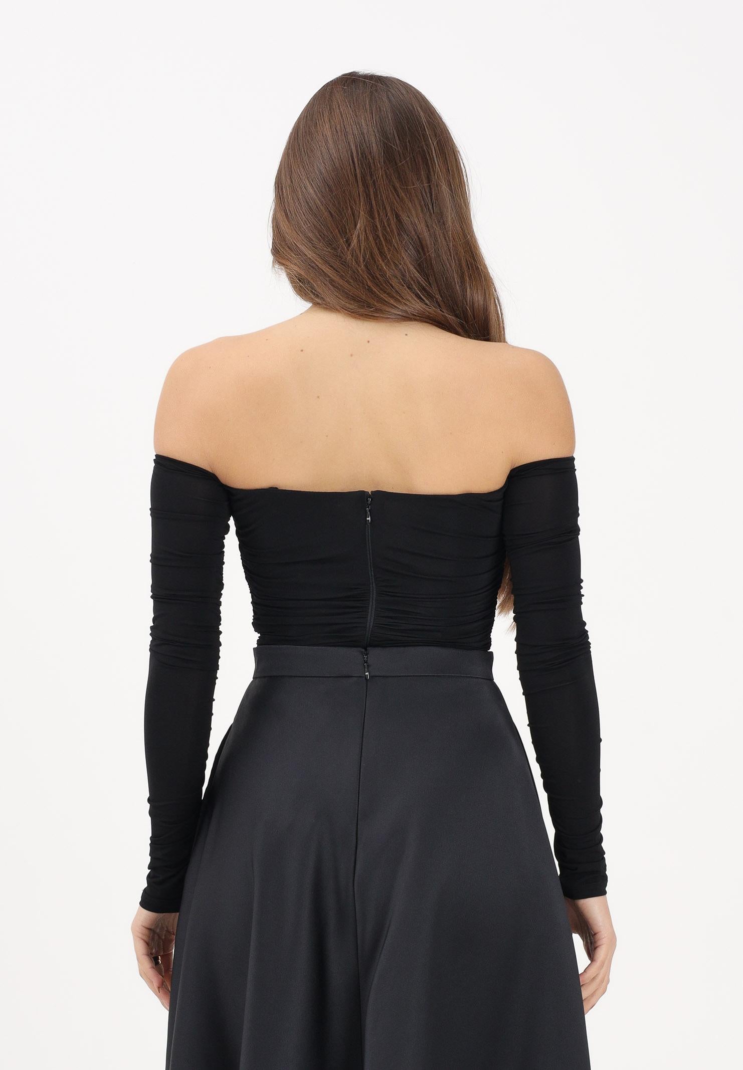 ELISABETTA FRANCHI Body nero da donna con drappeggi<BR/> BO01561E2 110 ELISABETTA FRANCHI