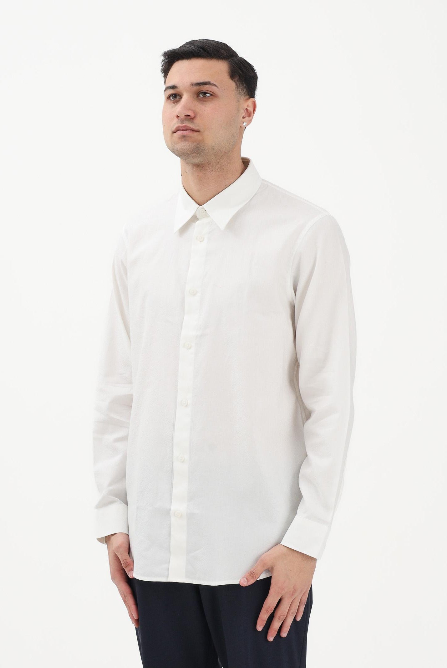 ARMANI EXCHANGE Camicia a manica lunga bianco panna da uomo con logo all-over XM002263AF13131 F0206 ARMANI EXCHANGE