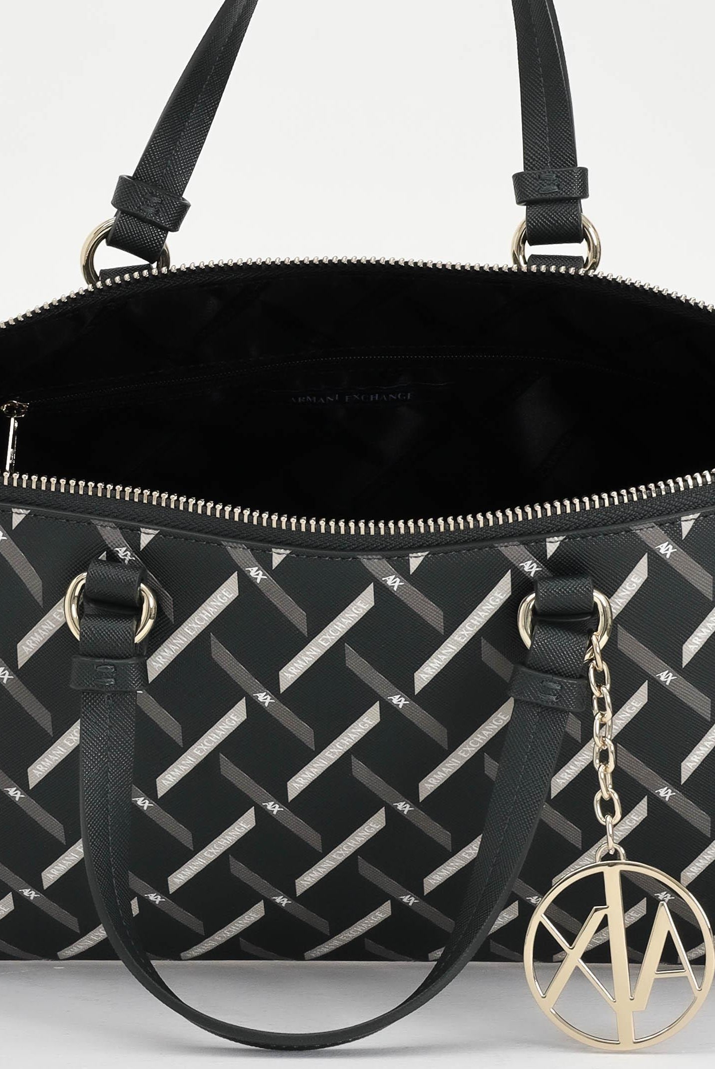 ARMANI EXCHANGE Borsa a mano verde da donna con motivo geometrico e charm con logo XW000400AF17155 M7021 ARMANI EXCHANGE