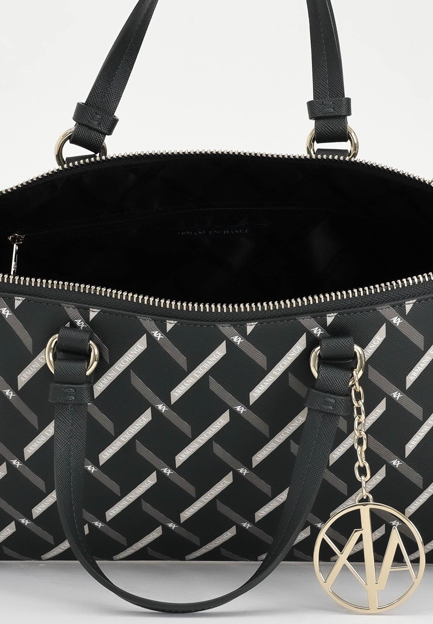 ARMANI EXCHANGE Borsa a mano verde da donna con motivo geometrico e charm con logo XW000400AF17155 M7021 ARMANI EXCHANGE