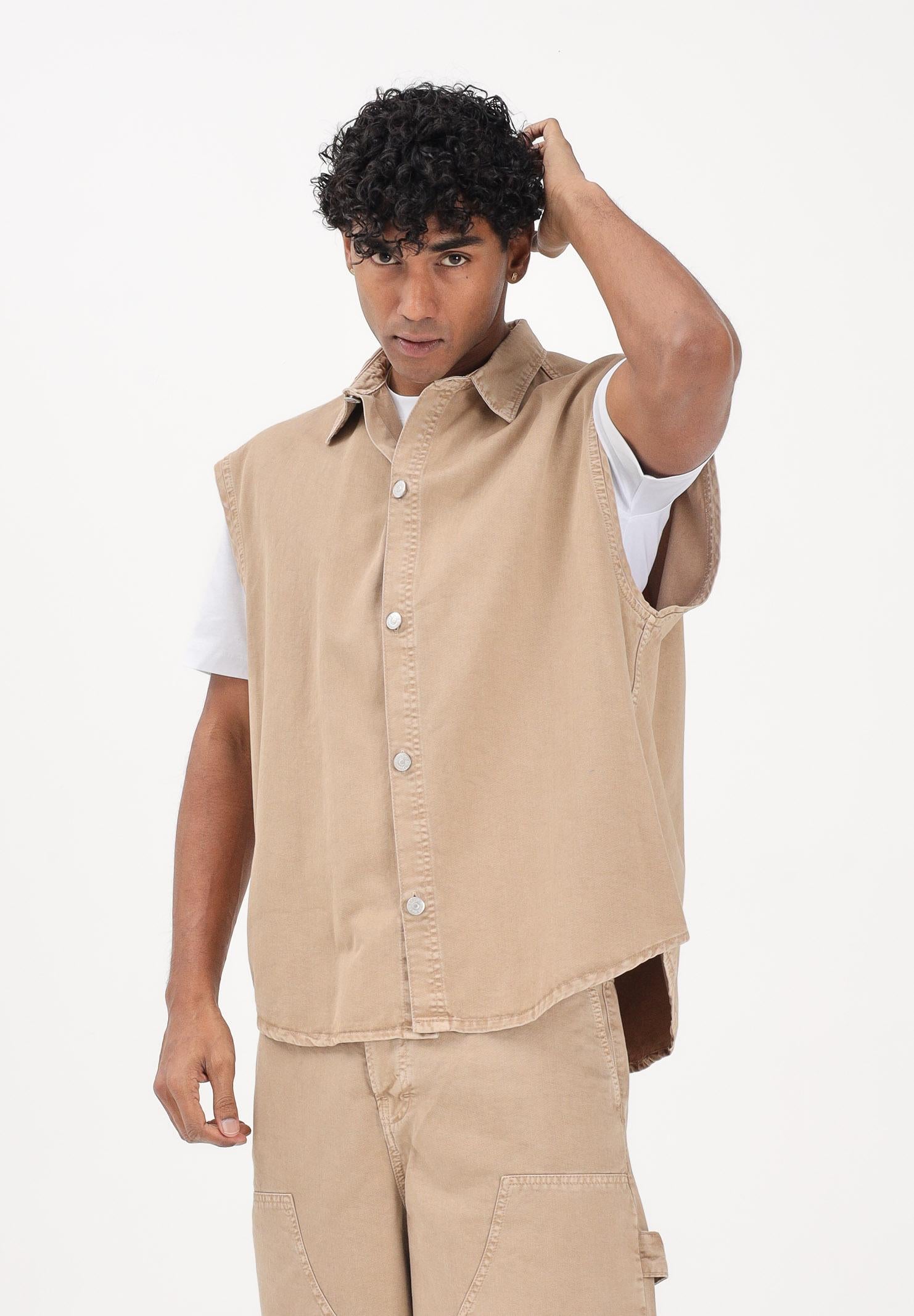 I'M BRIAN Camicia smanicata beige da uomo CA3654 0025 I'M BRIAN