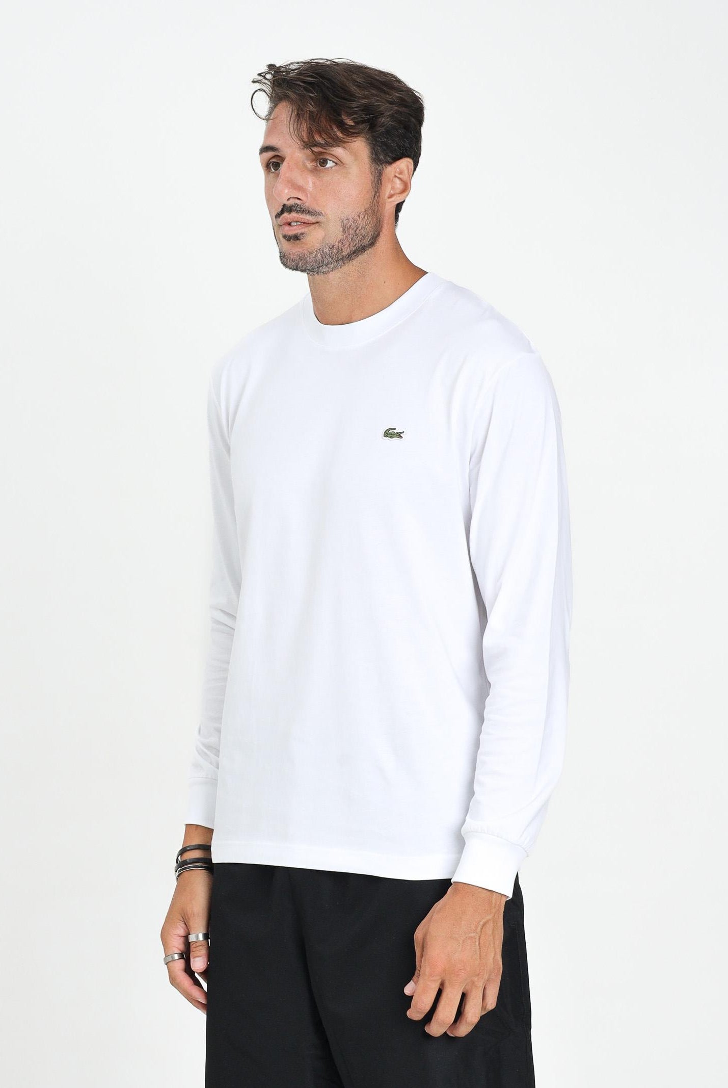LACOSTE T-shirt a manica lunga bianca da uomo con logo TH7307 001 LACOSTE