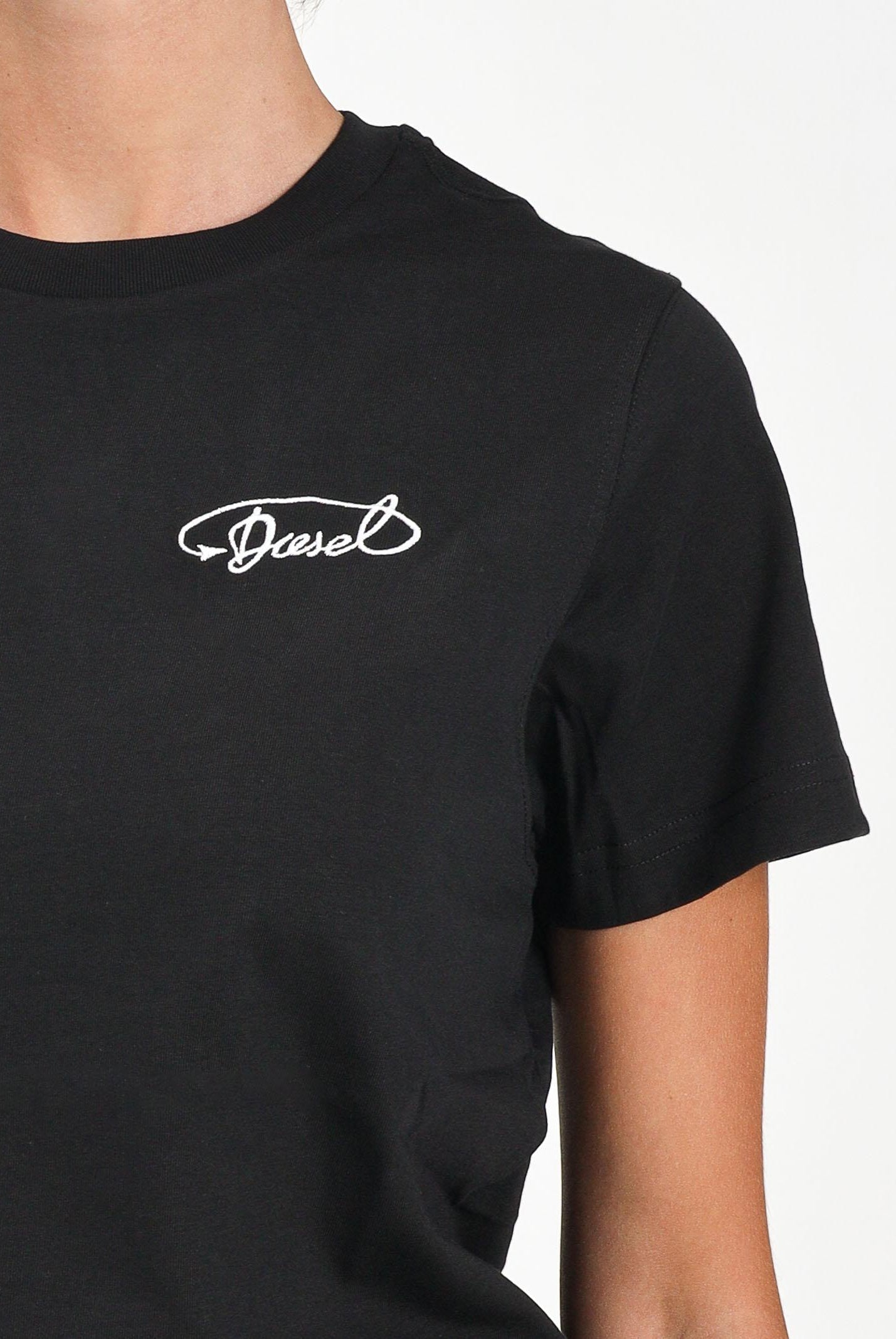 DIESEL T-shirt a manica corta nera per donna, ragazzi e bambini con logo Diesel J025260CATM K900 DIESEL