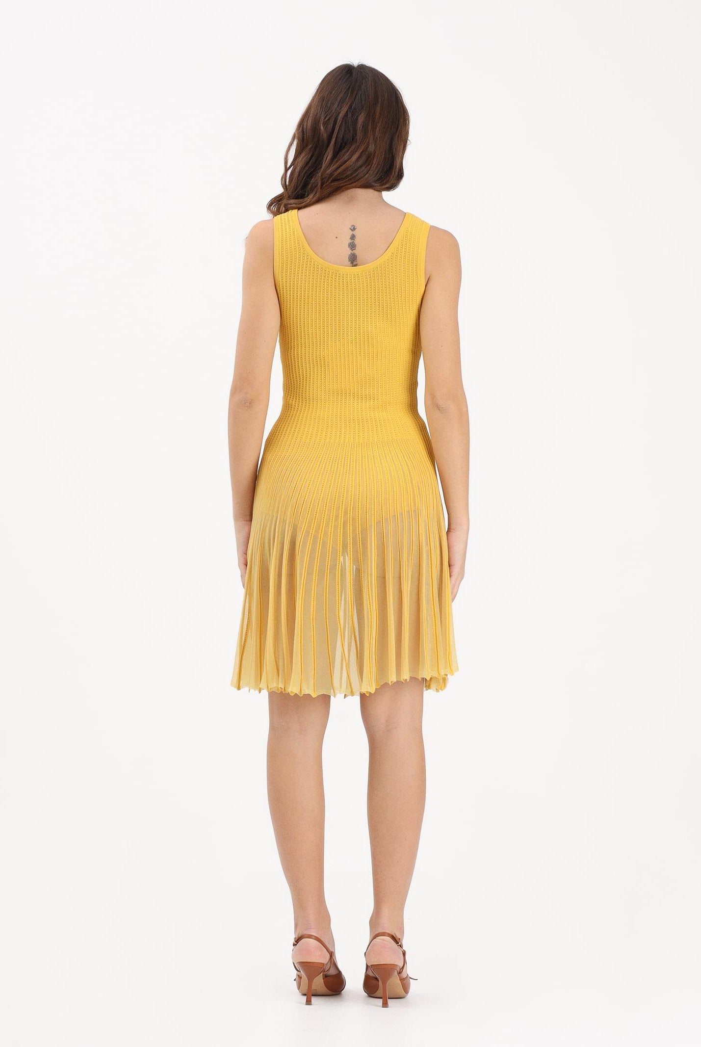 ELISABETTA FRANCHI Abito corto giallo da donna in maglia à jour AM10B61E2 EV4 ELISABETTA FRANCHI