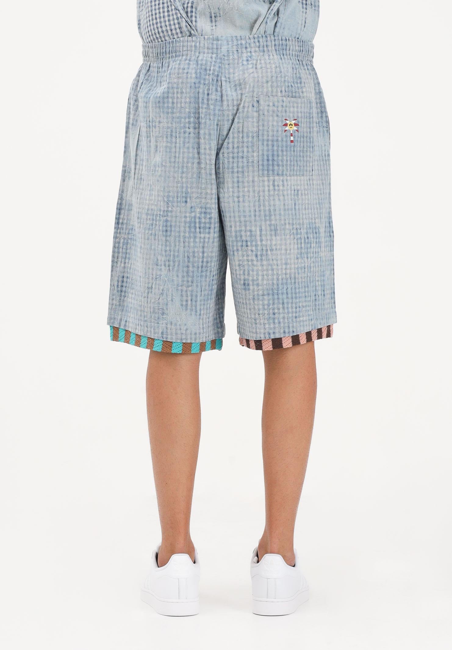 BARROW Shorts celeste per uomo e donna con stampa micro check S6BWUABE056 172 BARROW