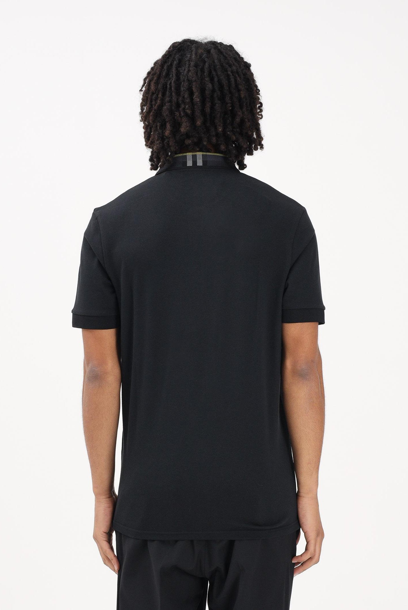 LYLE & SCOTT Polo a manica corta nera da uomo con colletto con motivo check SP2403V Z865 LYLE & SCOTT