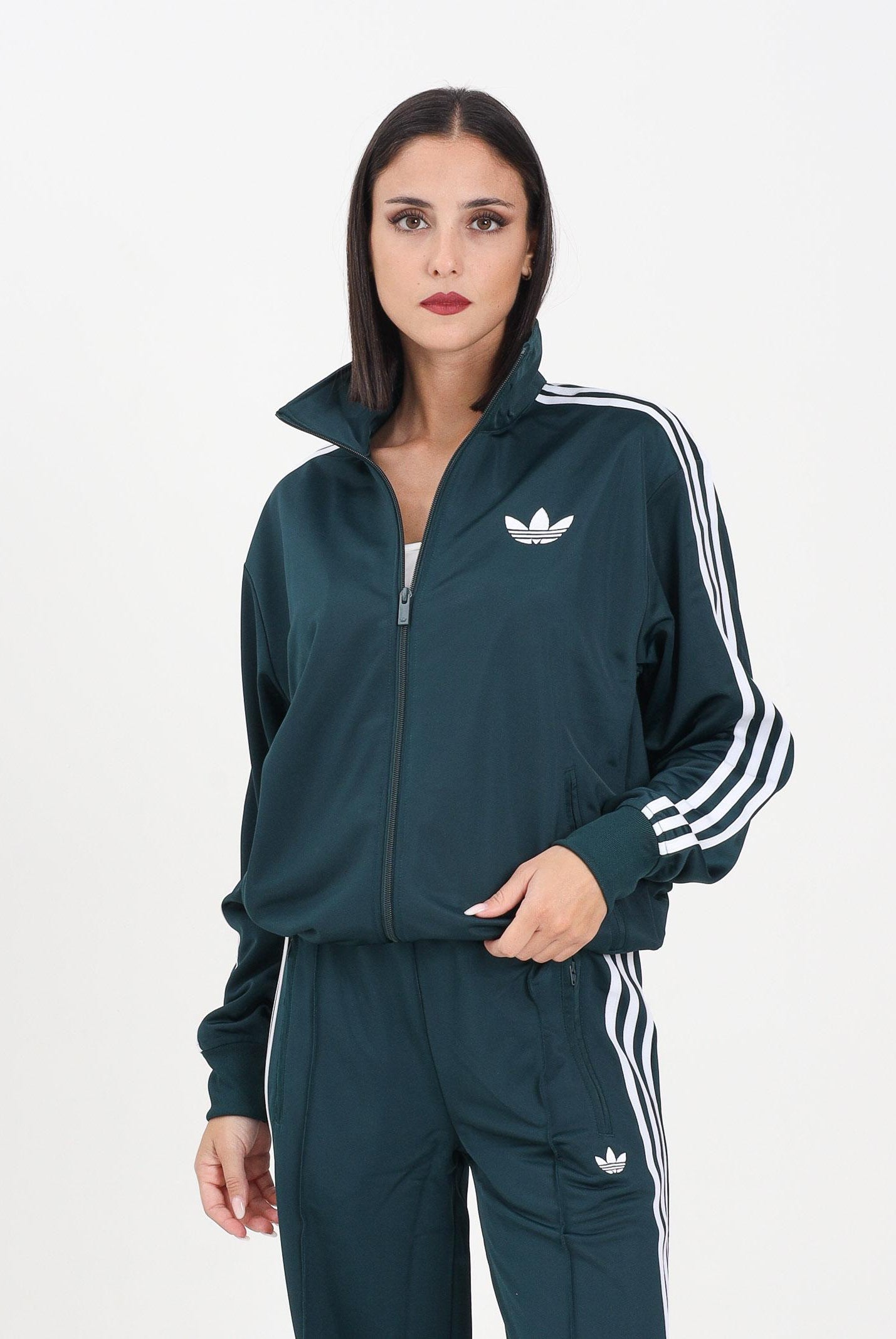 ADIDAS ORIGINALS Felpa con zip adicolor Classic Firebird Loose verde da donna KD2525 ADIDAS ORIGINALS