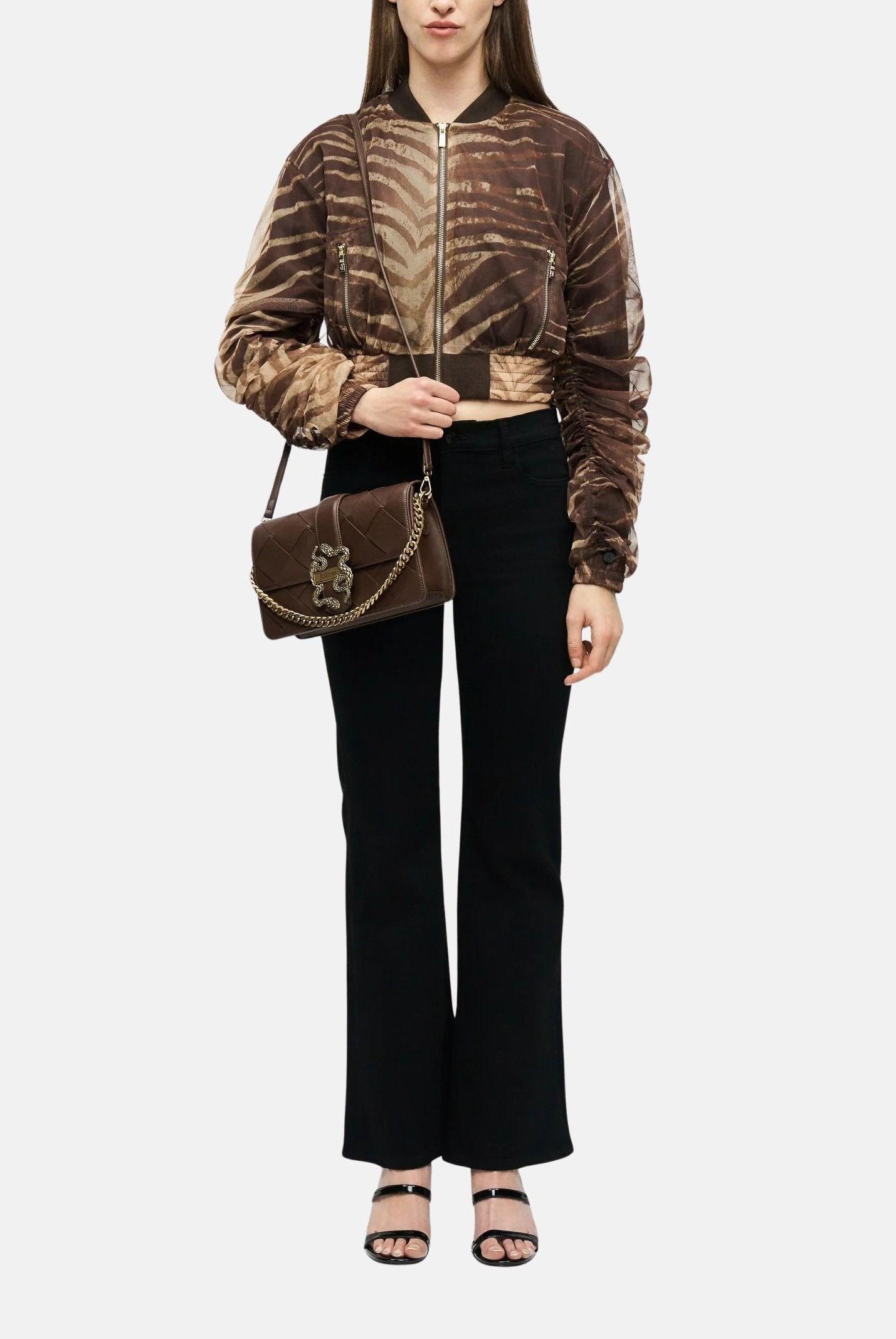 JUST CAVALLI Borsa a tracolla marrone da donna con fibbia 80RA4BM1ZSD88 772 JUST CAVALLI