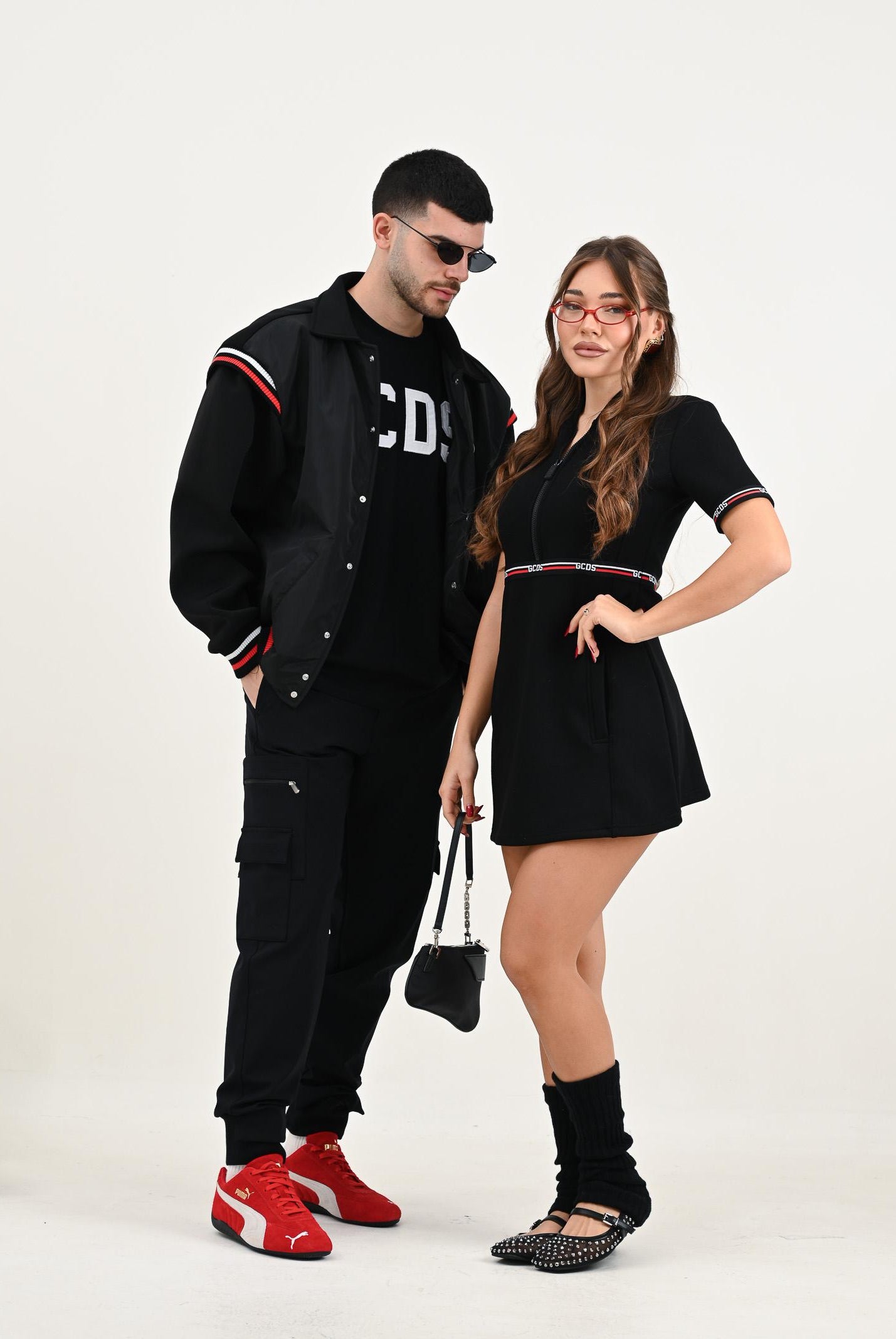 GCDS Bomber nero per uomo e donna con logo sul retro B2EM0901MA0 99 GCDS