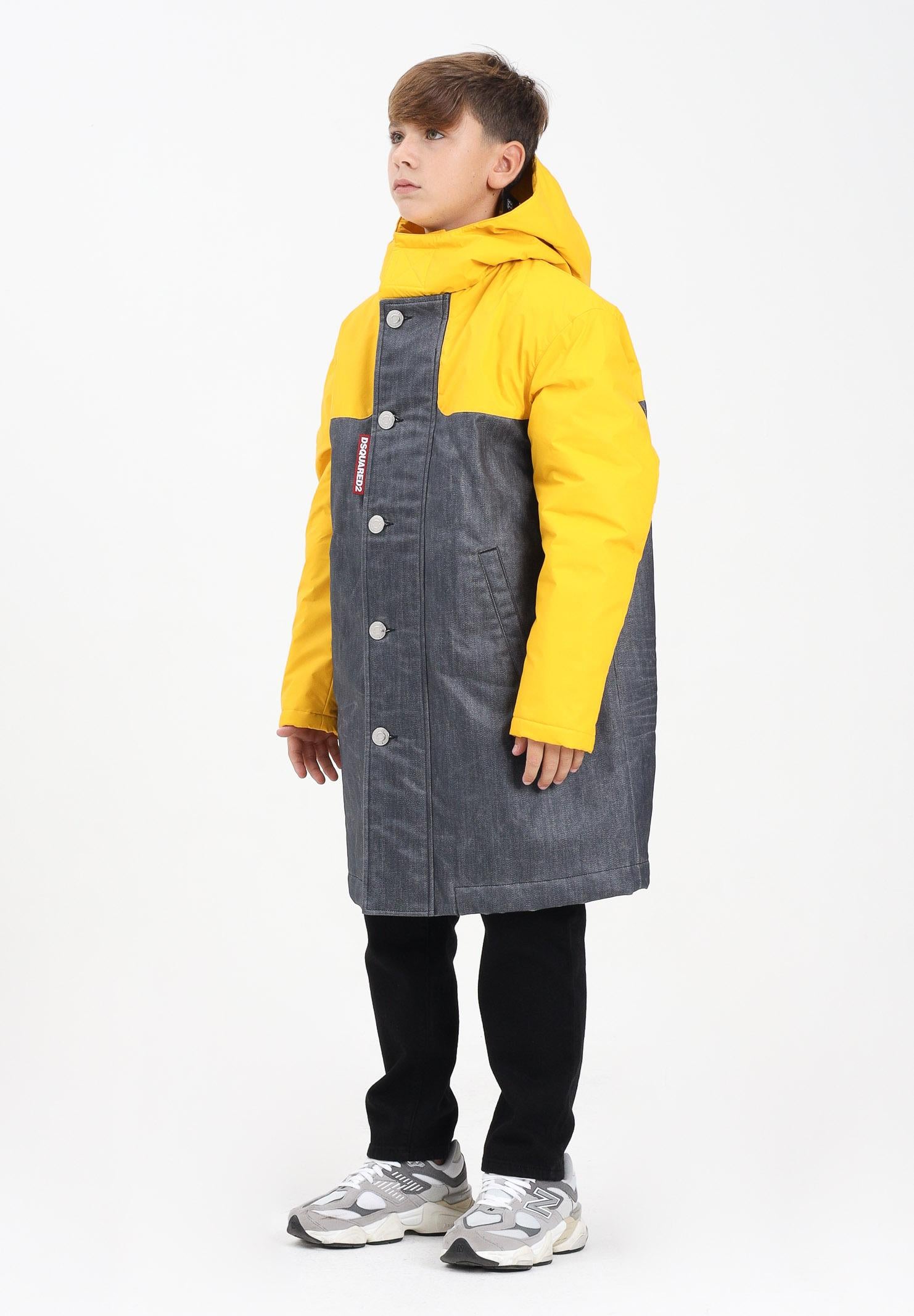 DSQUARED2 Trench impermeabile colorblock giallo e denim per donna, ragazzi e bambini DQ3044D0AEC DQ01 DSQUARED2