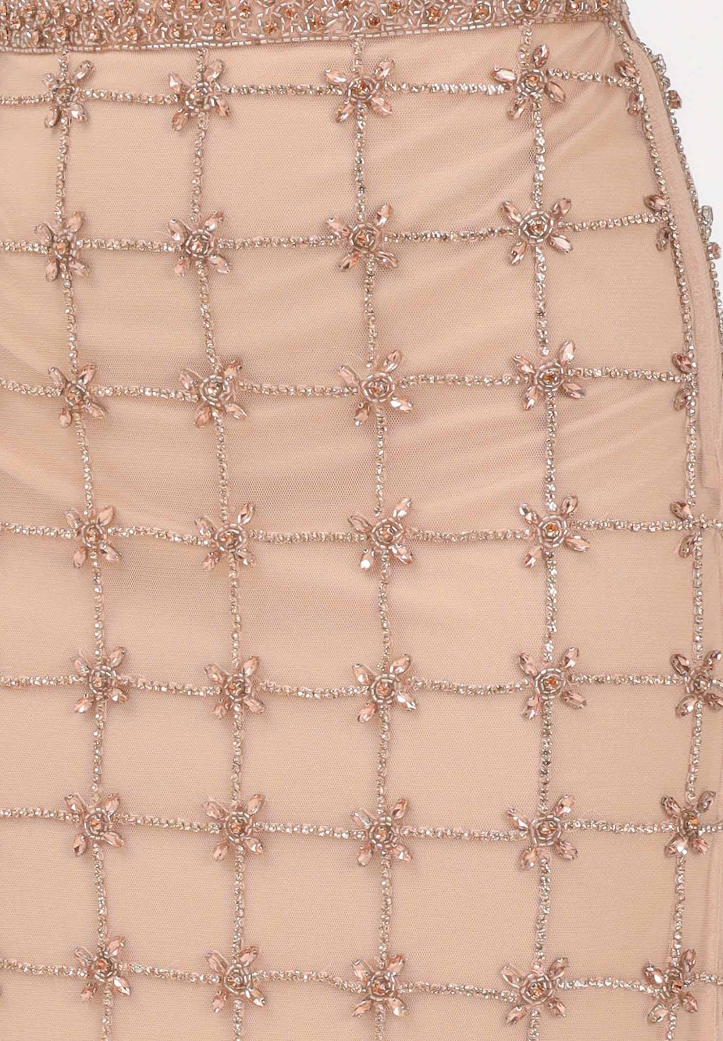 PINKO Gonna midi nude da donna in tulle con cristalli 106031A32B ZN6 PINKO