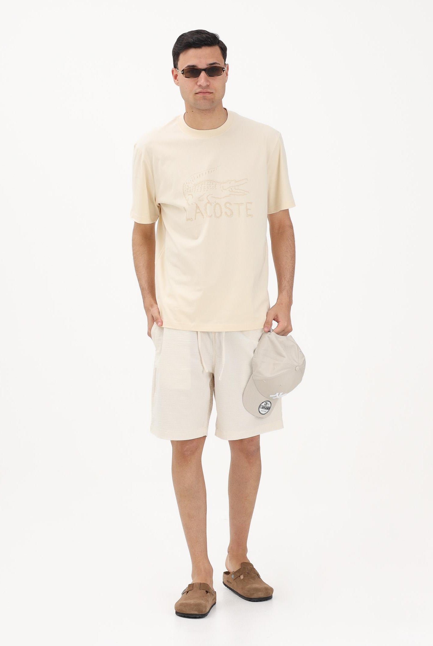 LACOSTE Shorts panna da uomo in seersucker di cotone GH1977 FM0 LACOSTE