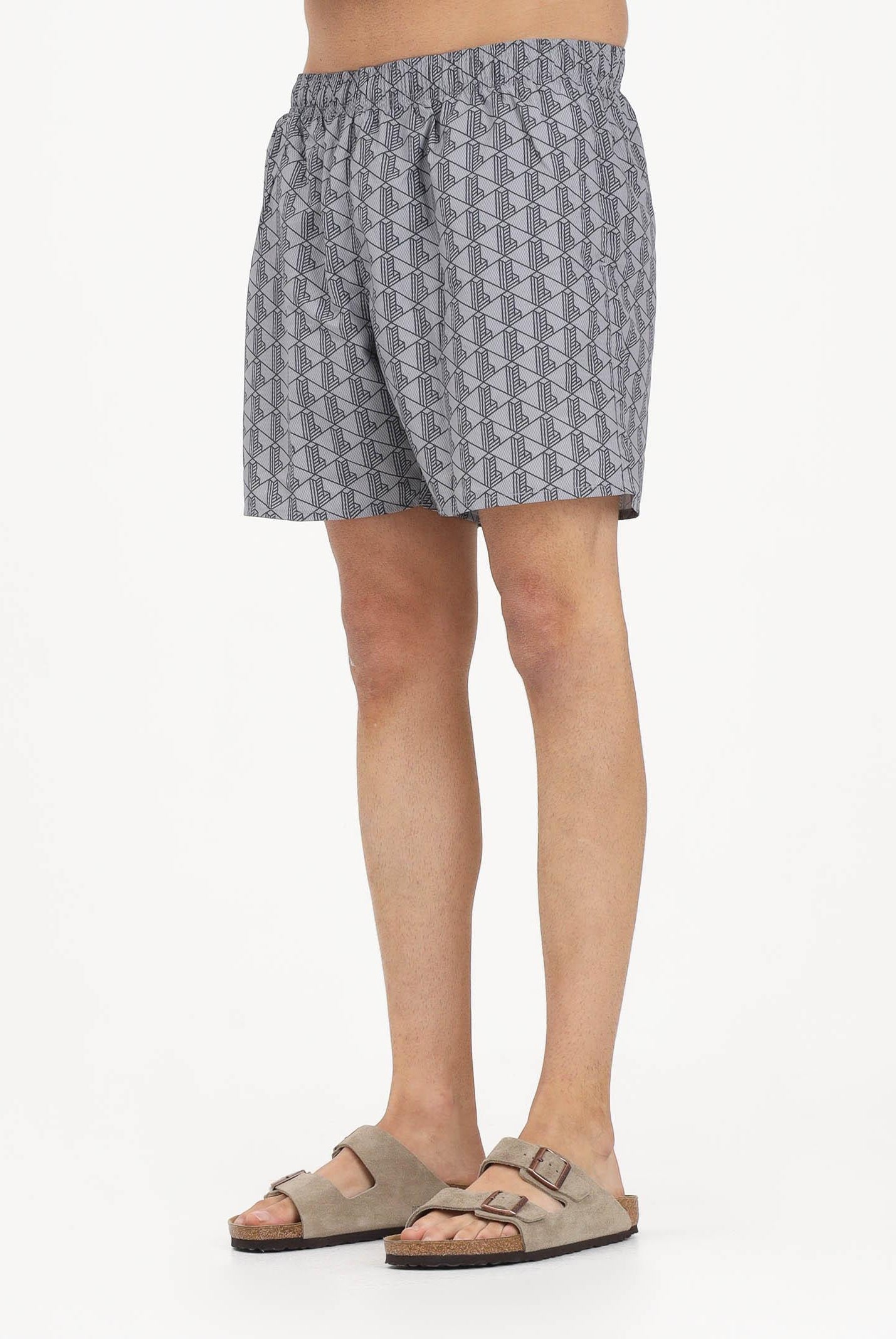 LACOSTE Shorts mare grigio da uomo con stampa monogramma MH9086 YIN LACOSTE