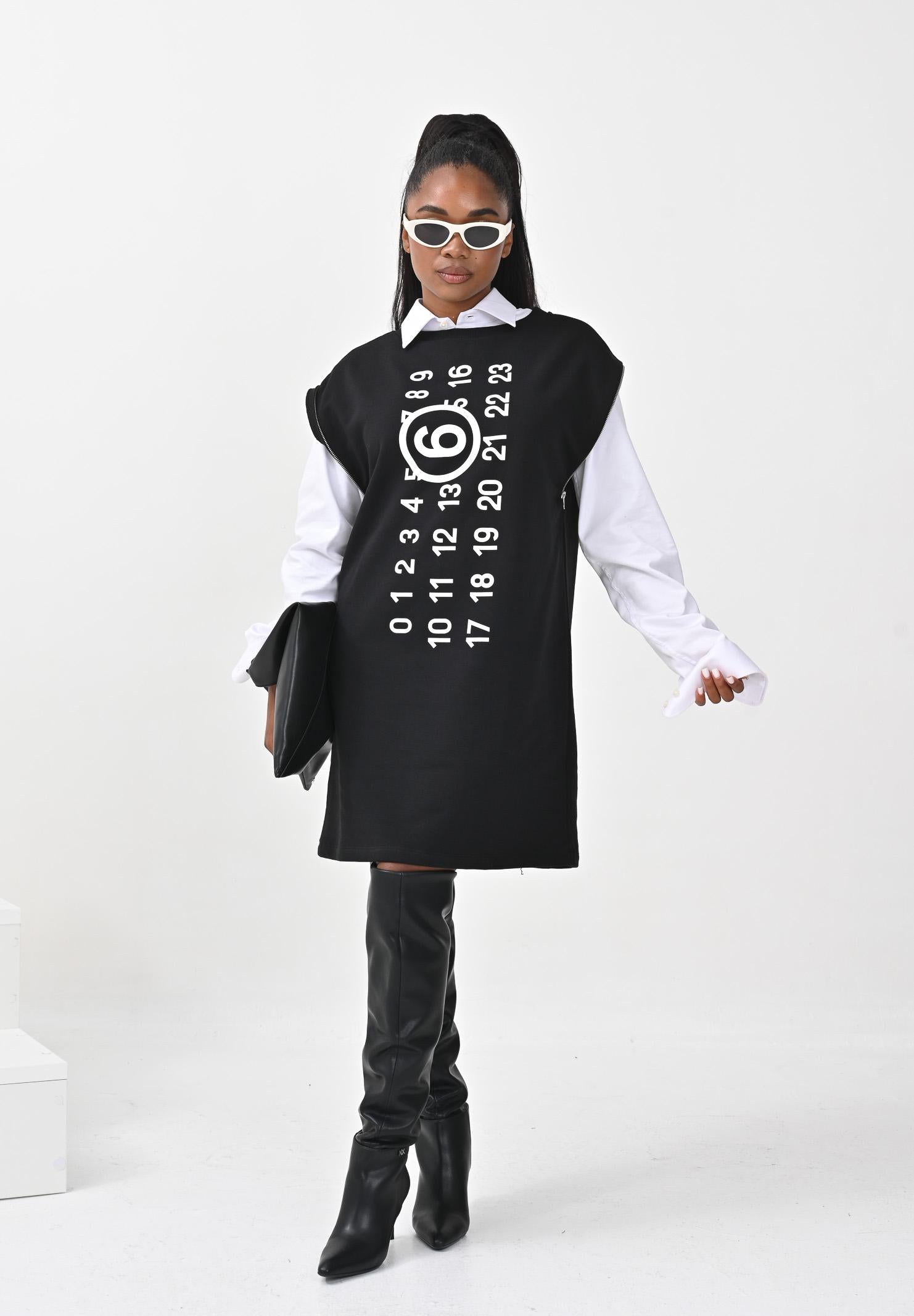 MAISON MARGIELA Abito corto nero per donna e ragazze con maxi logo M60850MM02X M6900 MAISON MARGIELA