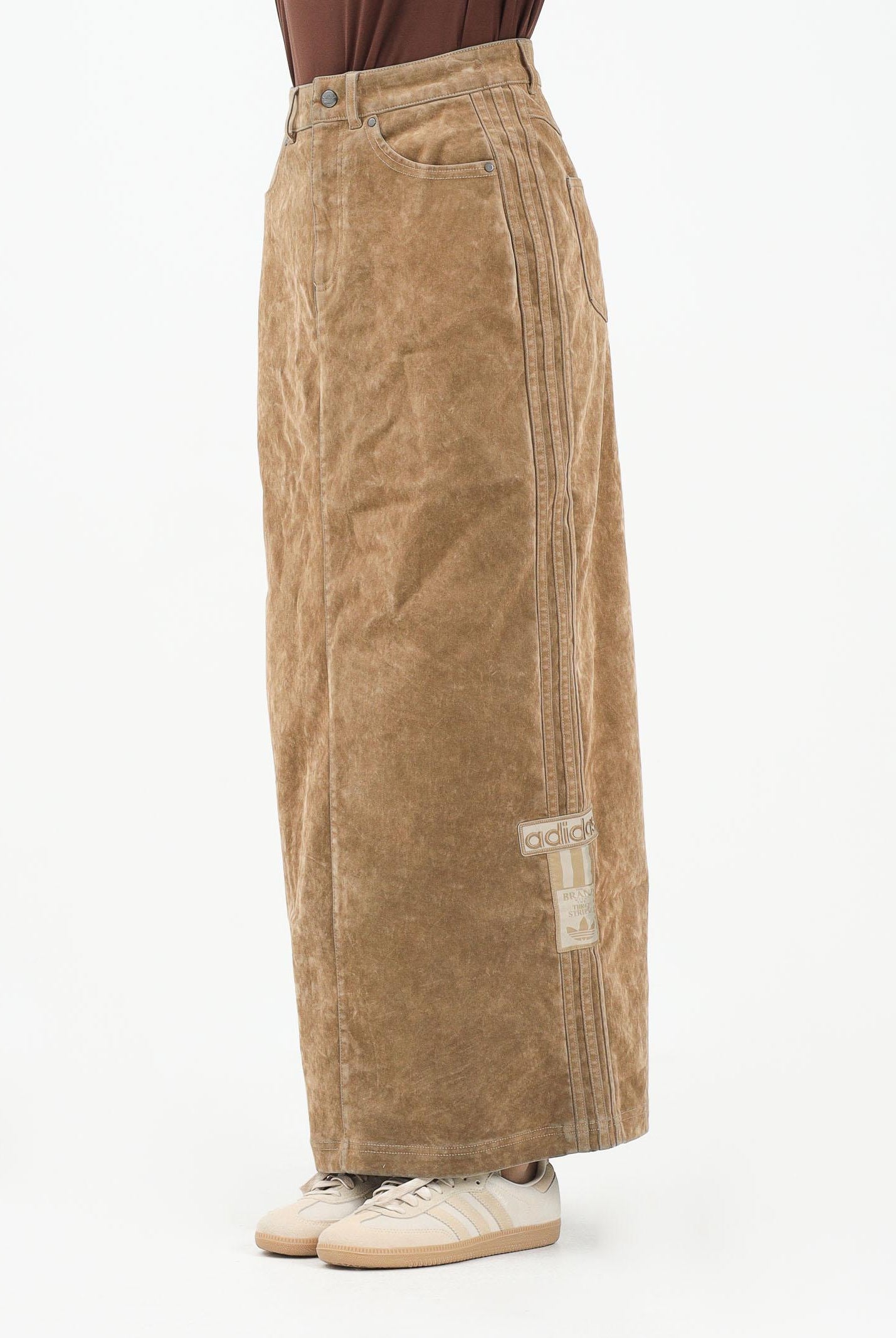 ADIDAS ORIGINALS Gonna lunga Adibreak in twill spazzolato beige da donna JY2397 . ADIDAS ORIGINALS
