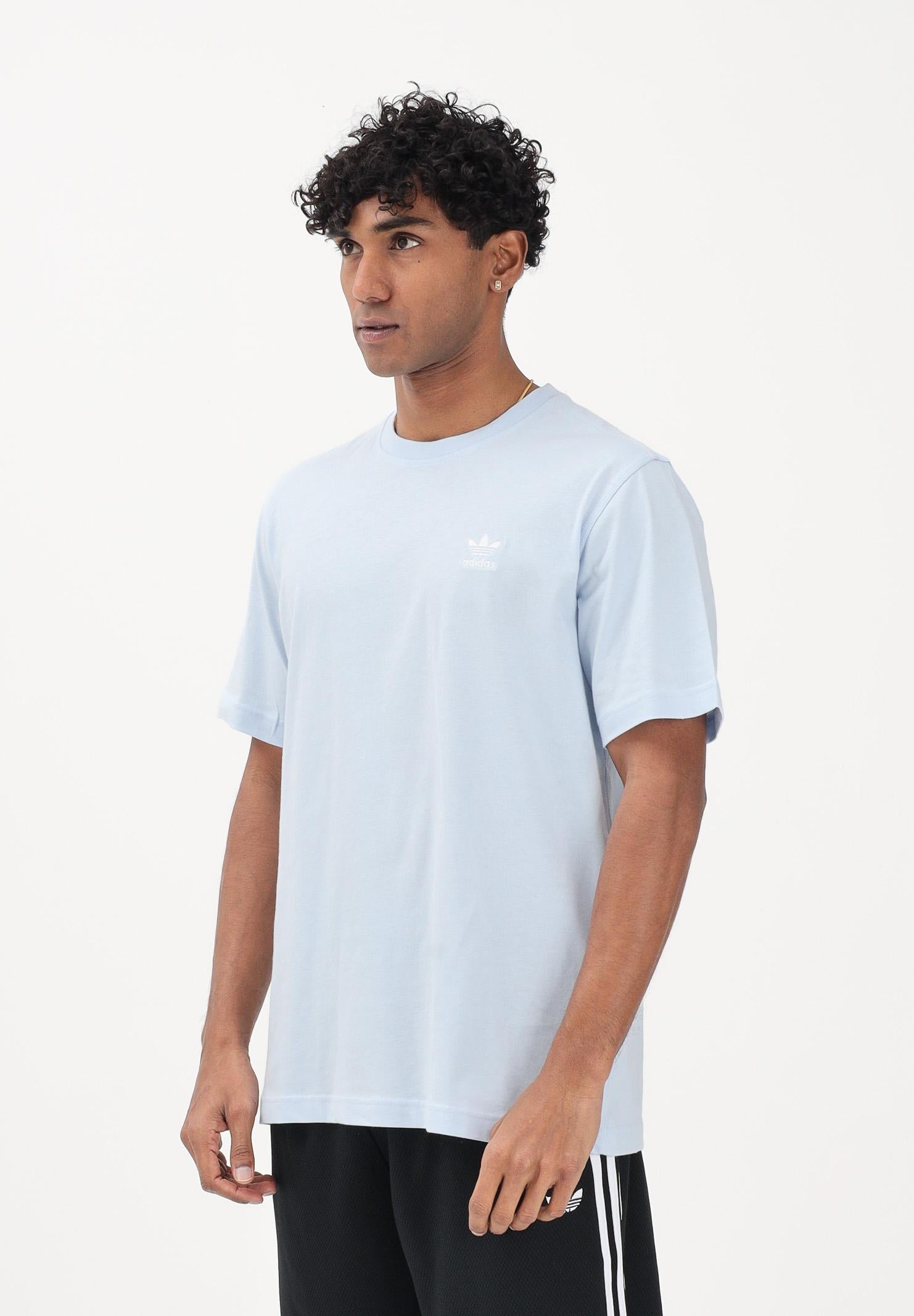 ADIDAS ORIGINALS T-shirt a manica corta TREFOIL ESSENTIALS celeste da uomo KE1195 . ADIDAS ORIGINALS