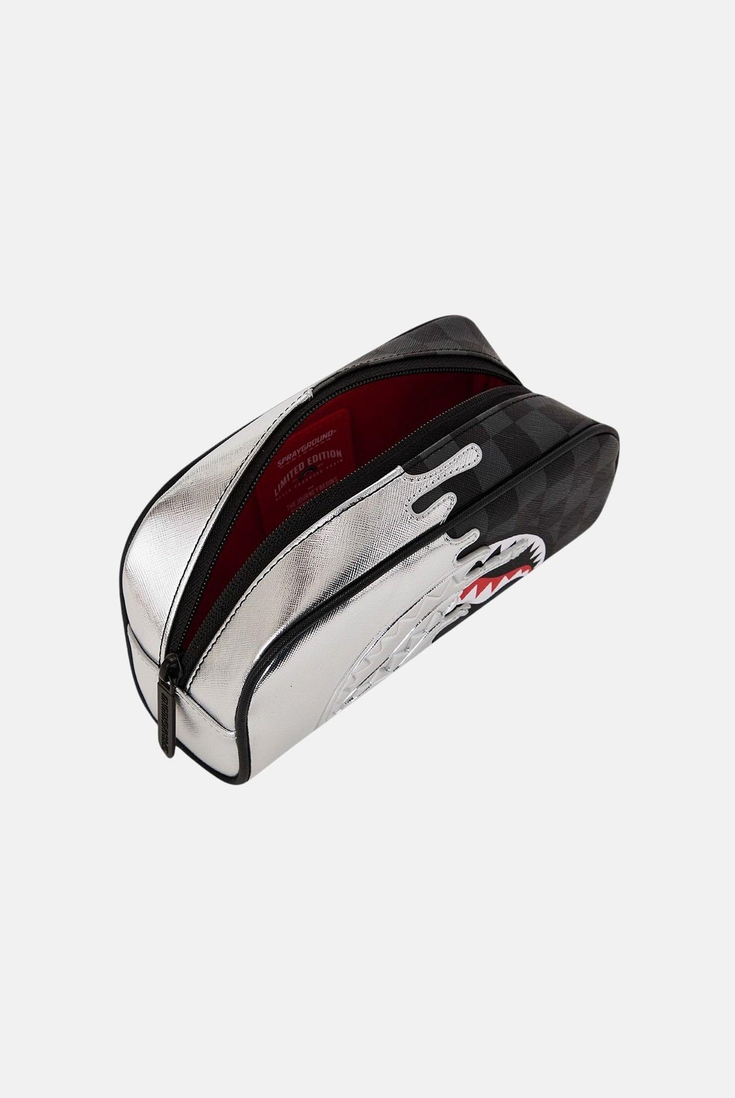 SPRAYGROUND Astuccio Silver Side Drip Black Check nero e argento per uomo e donna 910B8927NSZ . SPRAYGROUND