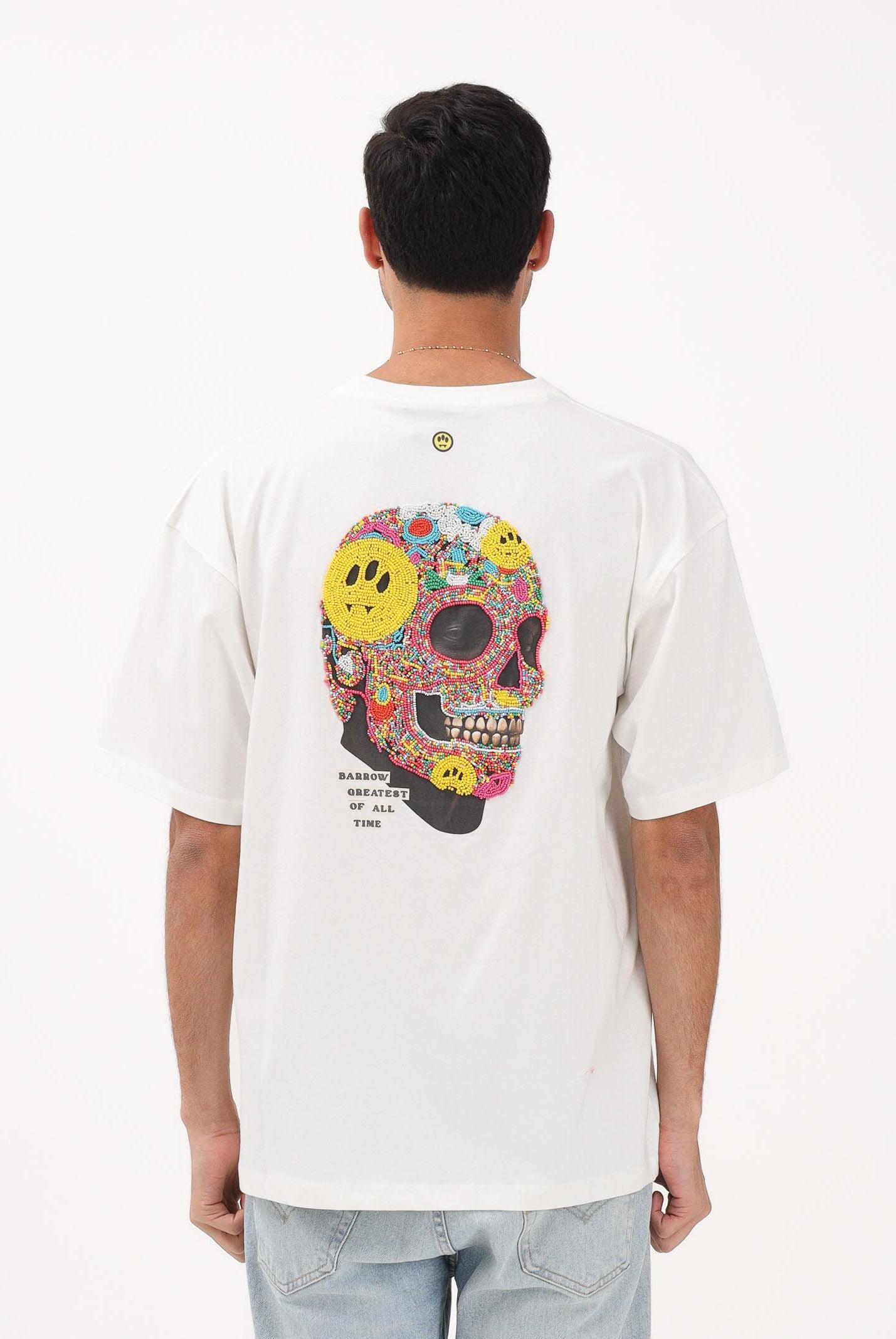 BARROW T-shirt a manica corta bianca per uomo e donna con ricamo sul retro S6BWUATH097 412 BARROW