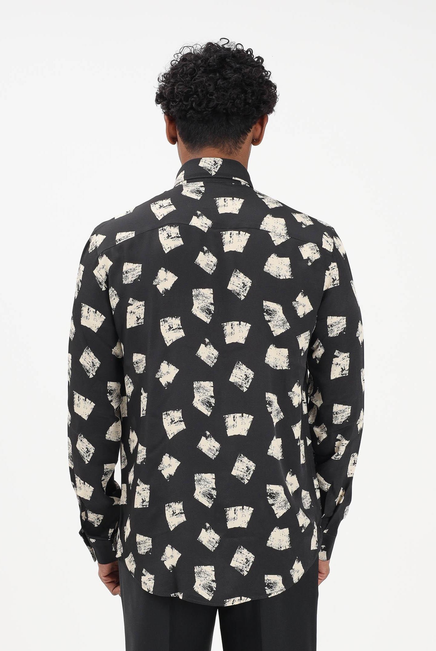 PATRIZIA PEPE Camicia a manica lunga nera da uomo con stampa grafica 5C0310A093 FG79 PATRIZIA PEPE