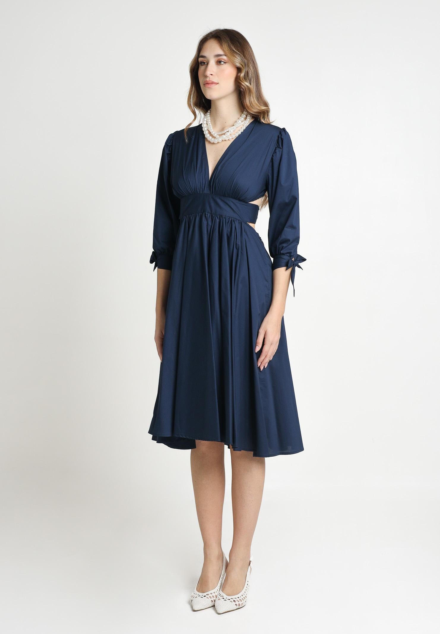 SANTAS Abito midi TIRAMISU' blu da donna PV25019 BLUE SANTAS