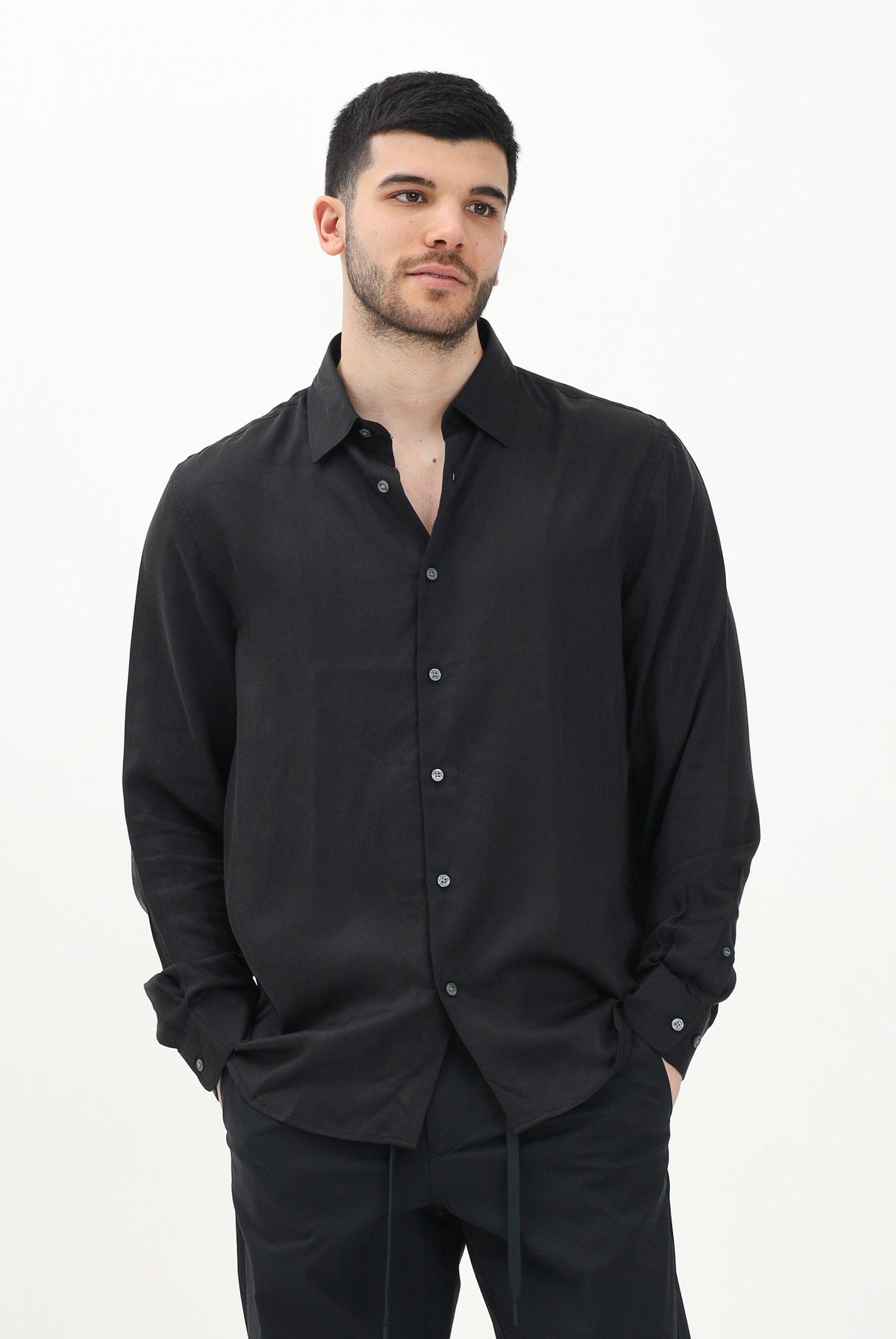 SELECTED HOMME Camicia a manica lunga nera da uomo 16095736 Black SELECTED HOMME