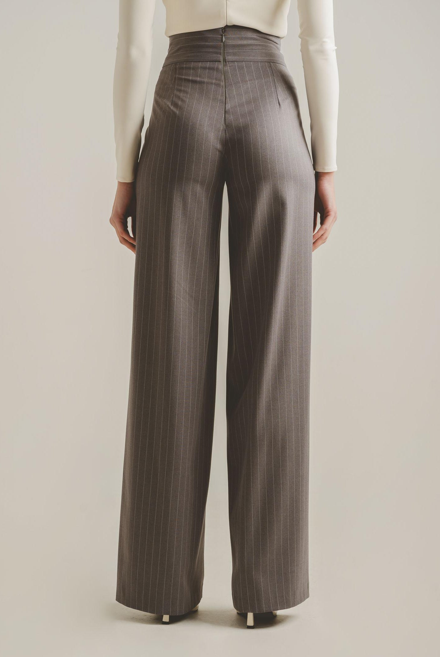 SANTAS Pantalone elegante POUVOIR grigio da donna con micro gessatura PV2626 GR SANTAS