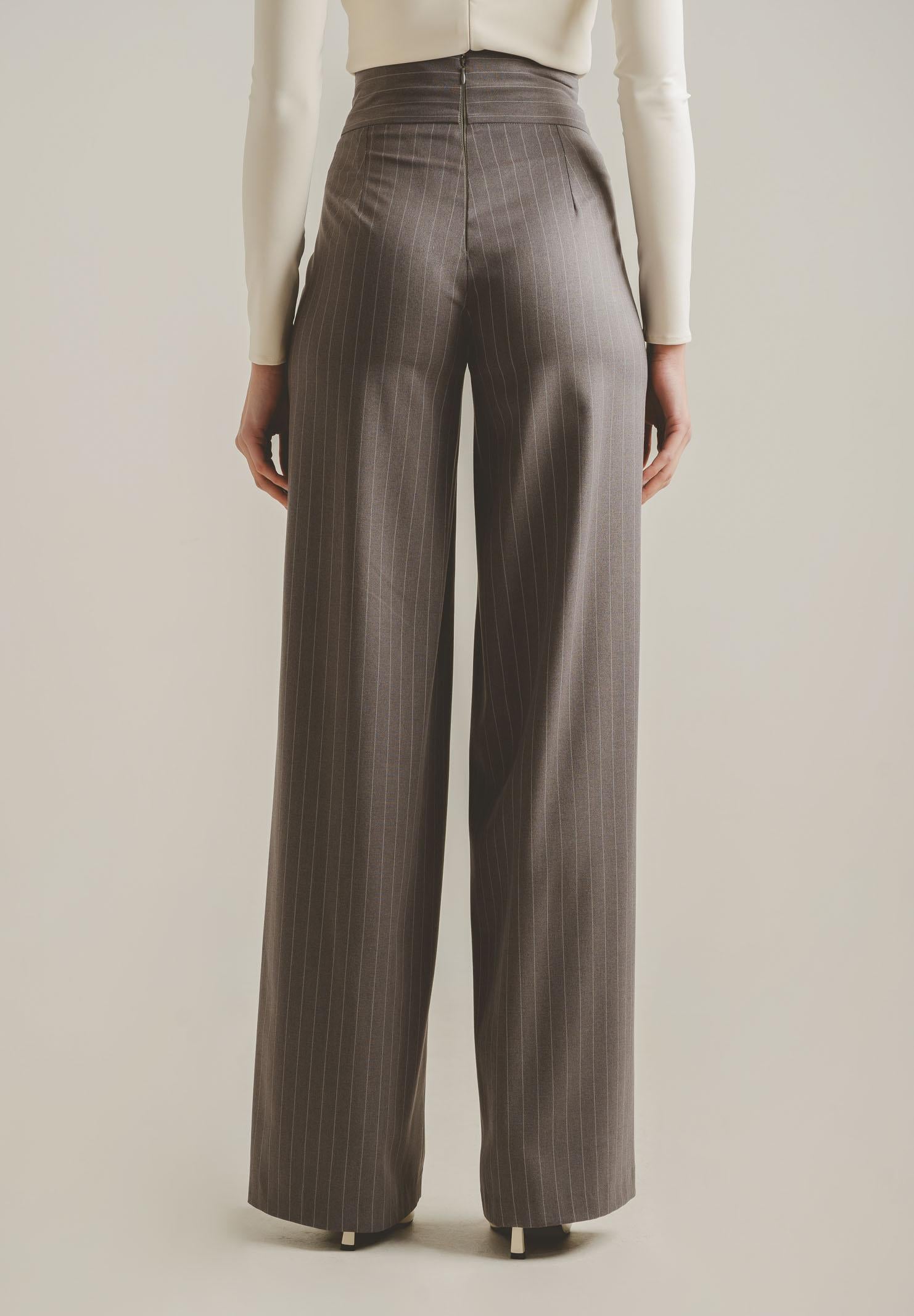 SANTAS Pantalone elegante POUVOIR grigio da donna con micro gessatura PV2626 GR SANTAS