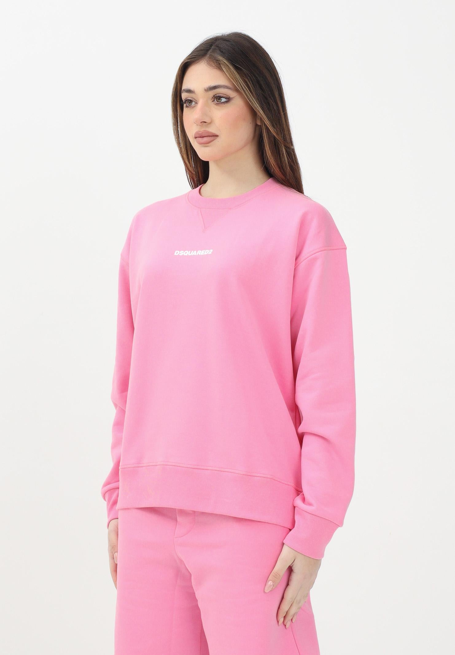DSQUARED2 Felpa girocollo rosa per donna, ragazze e bambine con stampa logo DQ2739D0094 DQ321 DSQUARED2