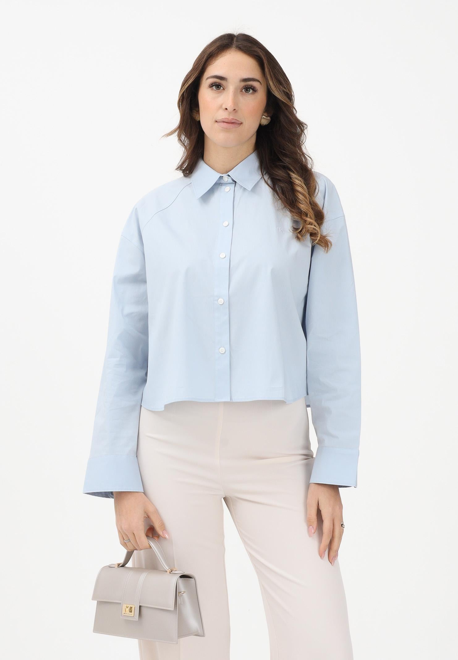 CALVIN KLEIN JEANS Camicia a manica lunga azzurra da donna LV047C141G24Q . CALVIN KLEIN JEANS