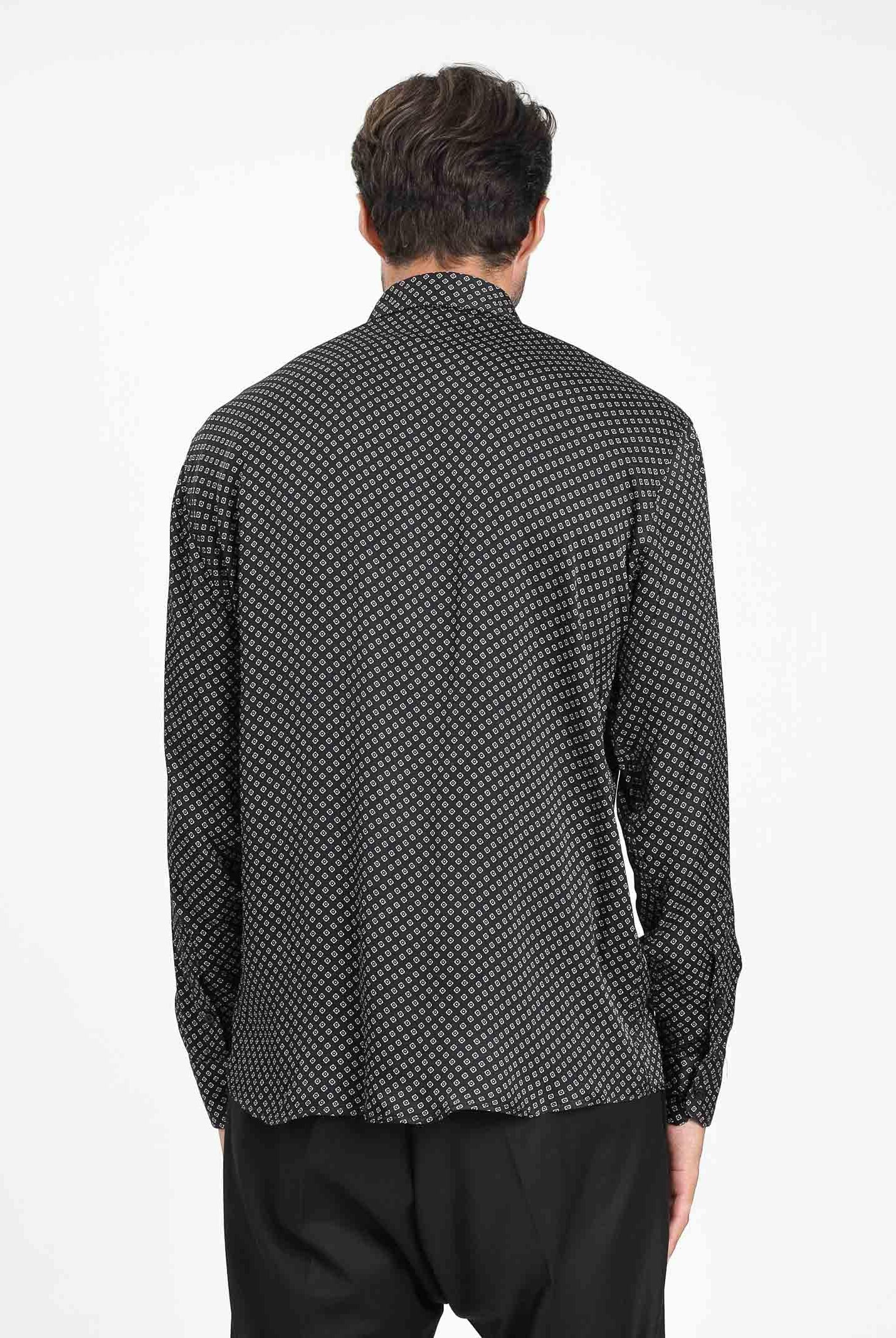 I'M BRIAN Camicia a manica lunga nera da uomo con fantasia geometrica CA3430 0028 I'M BRIAN