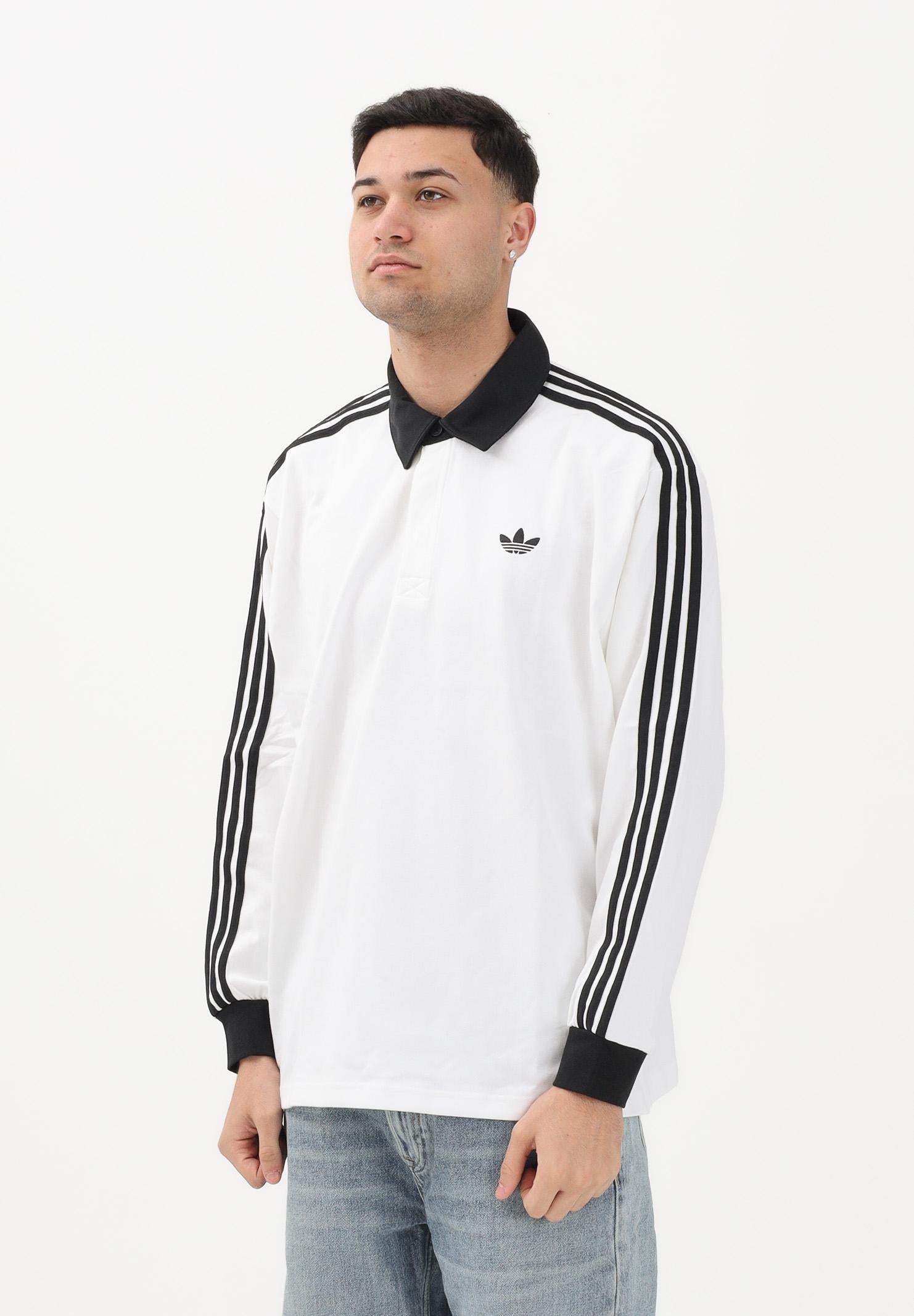 ADIDAS ORIGINALS Polo a manica lunga 3-Stripes bianca da uomo KE3575 . ADIDAS ORIGINALS