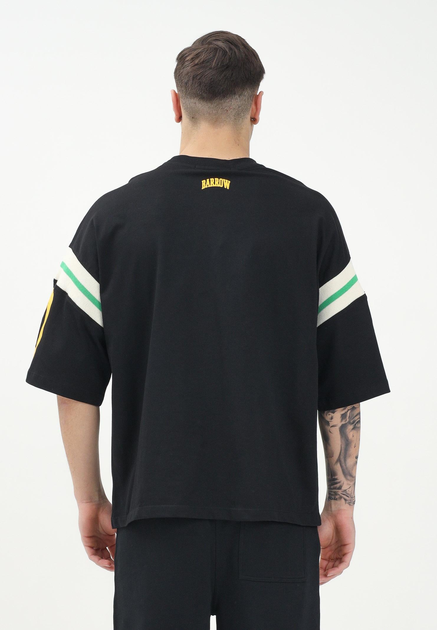 BARROW T-shirt a manica corta nera per uomo e donna con grafica Barrow S5BWUATH030 110 BARROW