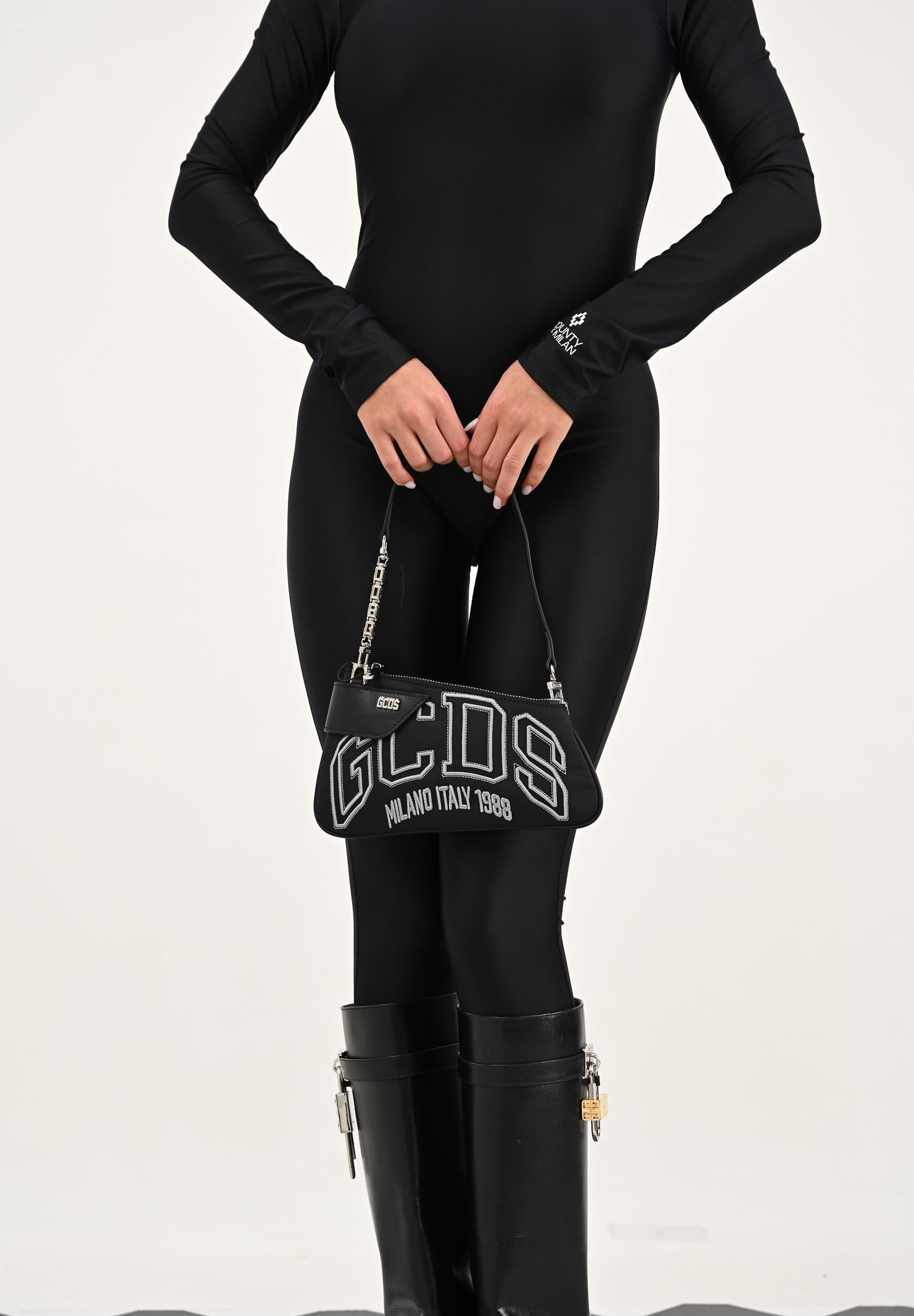 GCDS Borsa a spalla nera da donna con logo GCDSMCN001 99 GCDS